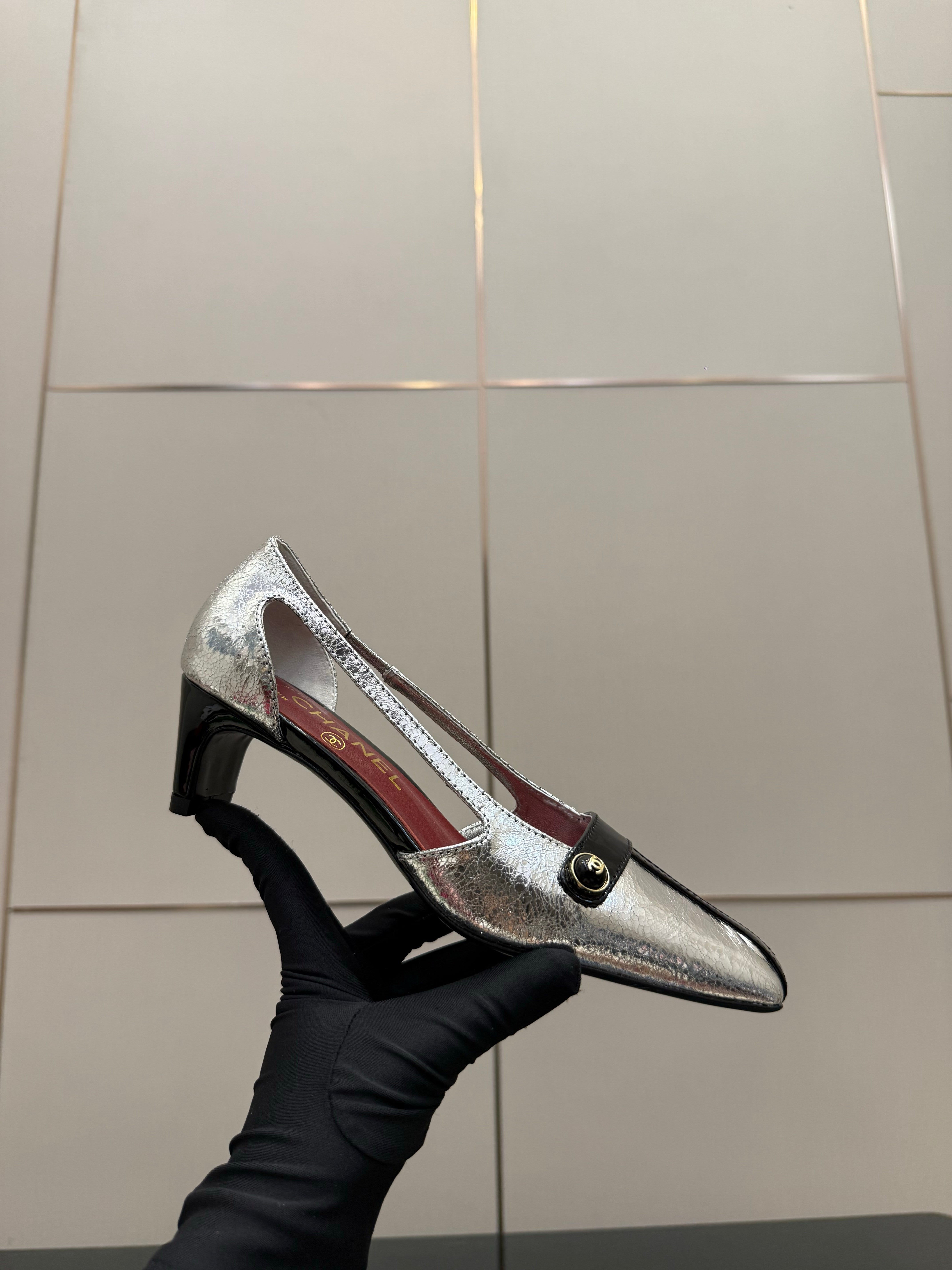 CC 26P Slingback 5cm Sliver Black Patent Leather 791610