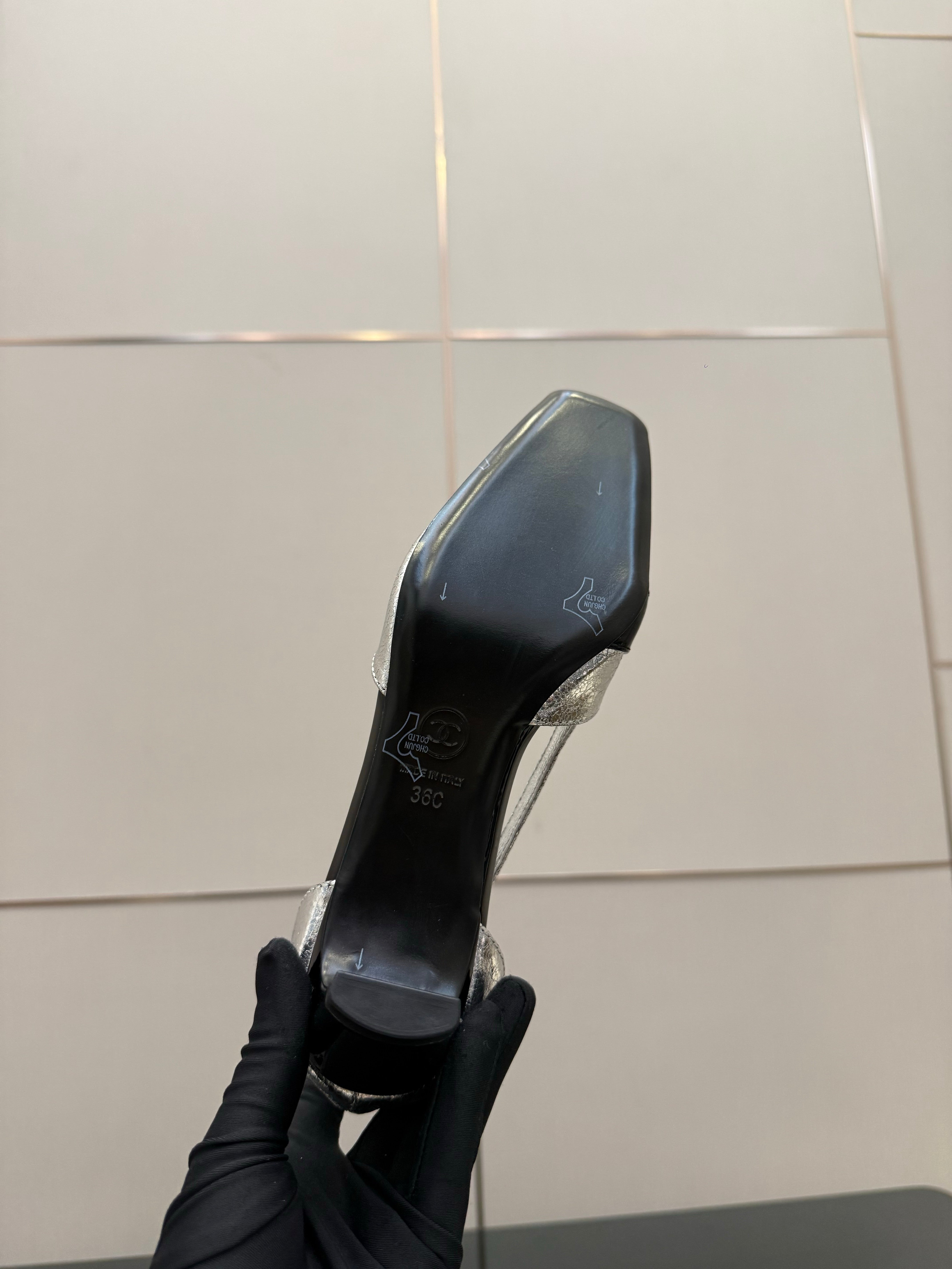 CC 26P Slingback 5cm Sliver Black Patent Leather 791610