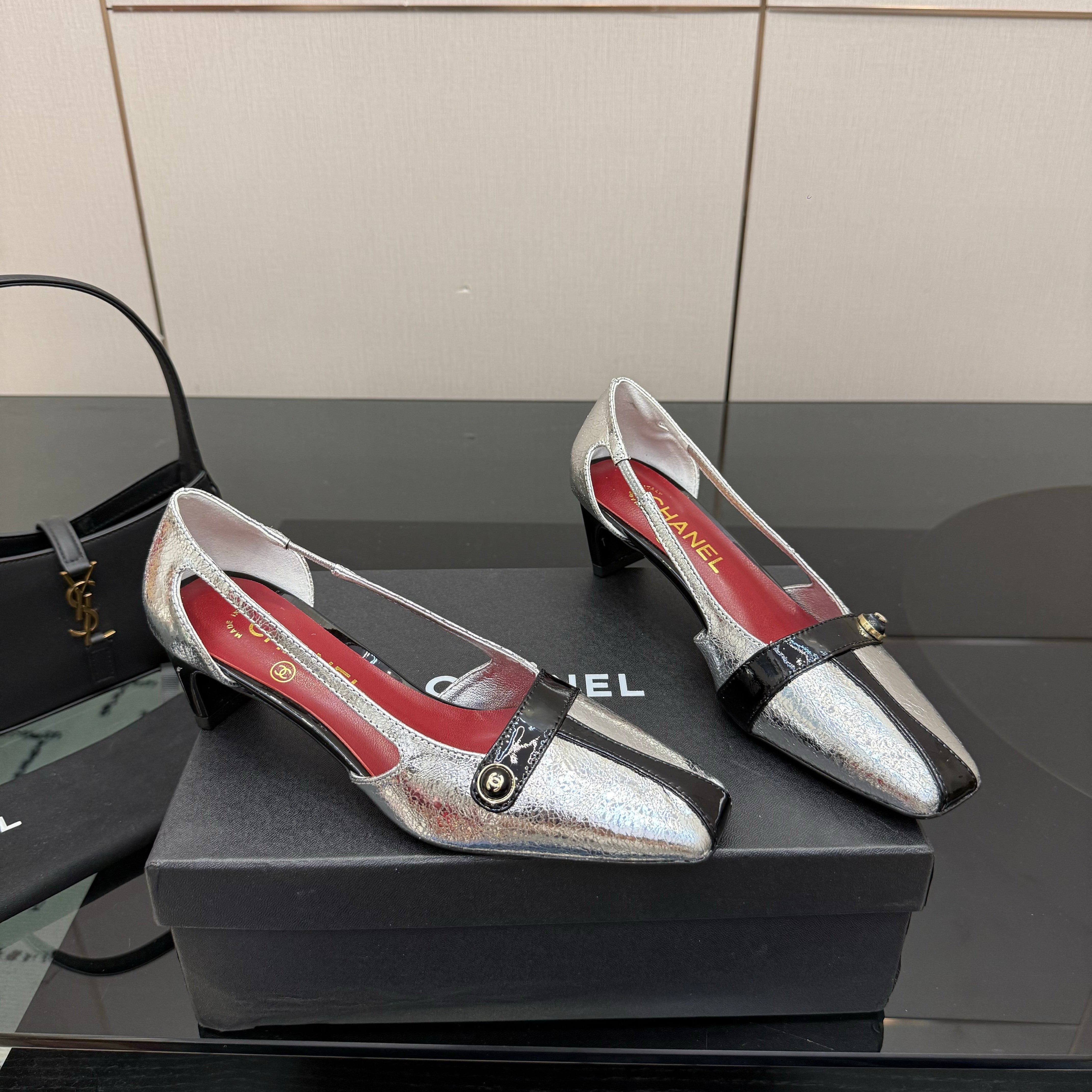 CC 26P Slingback 5cm Sliver Black Patent Leather 791610