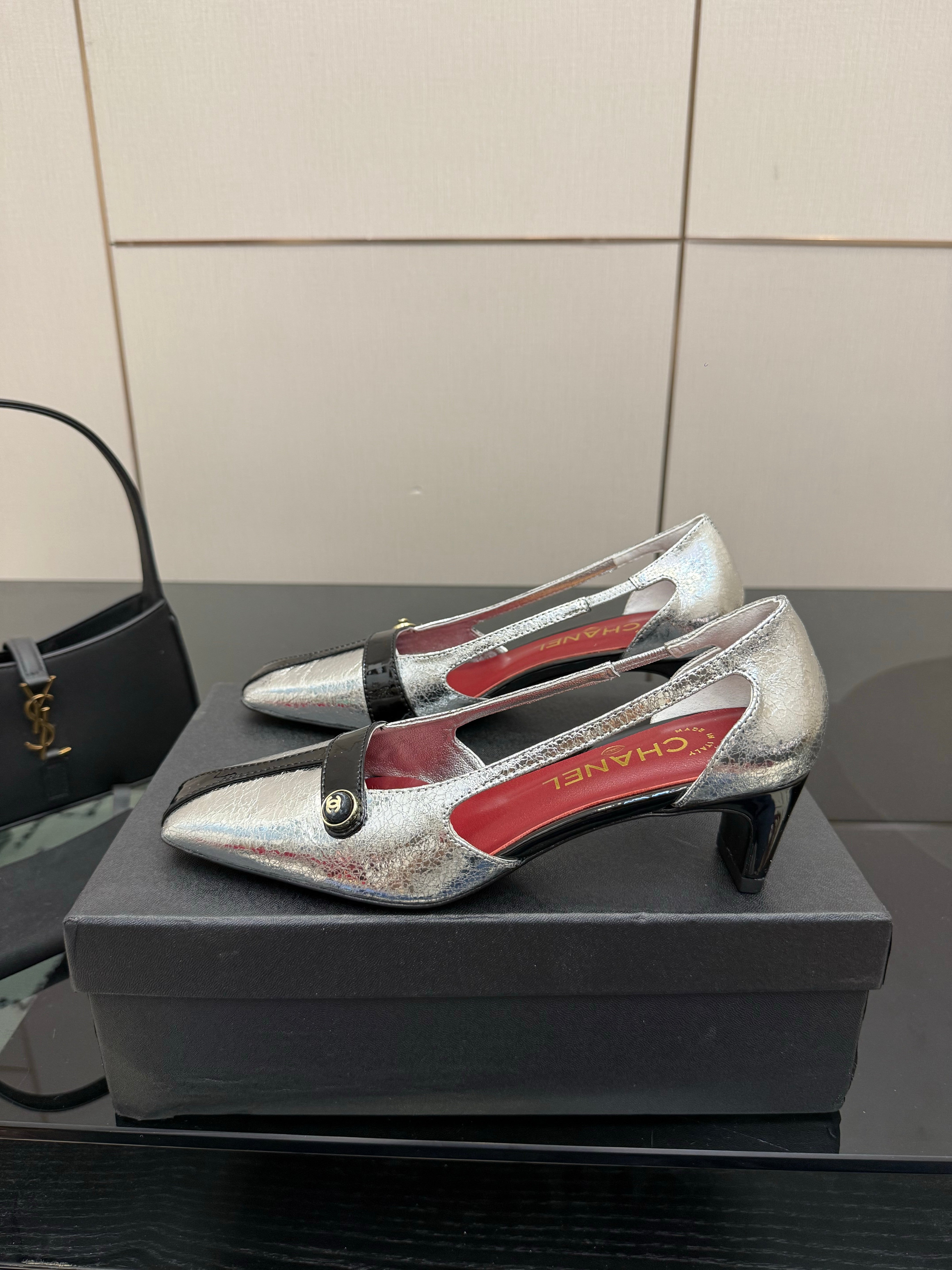 CC 26P Slingback 5cm Sliver Black Patent Leather 791610