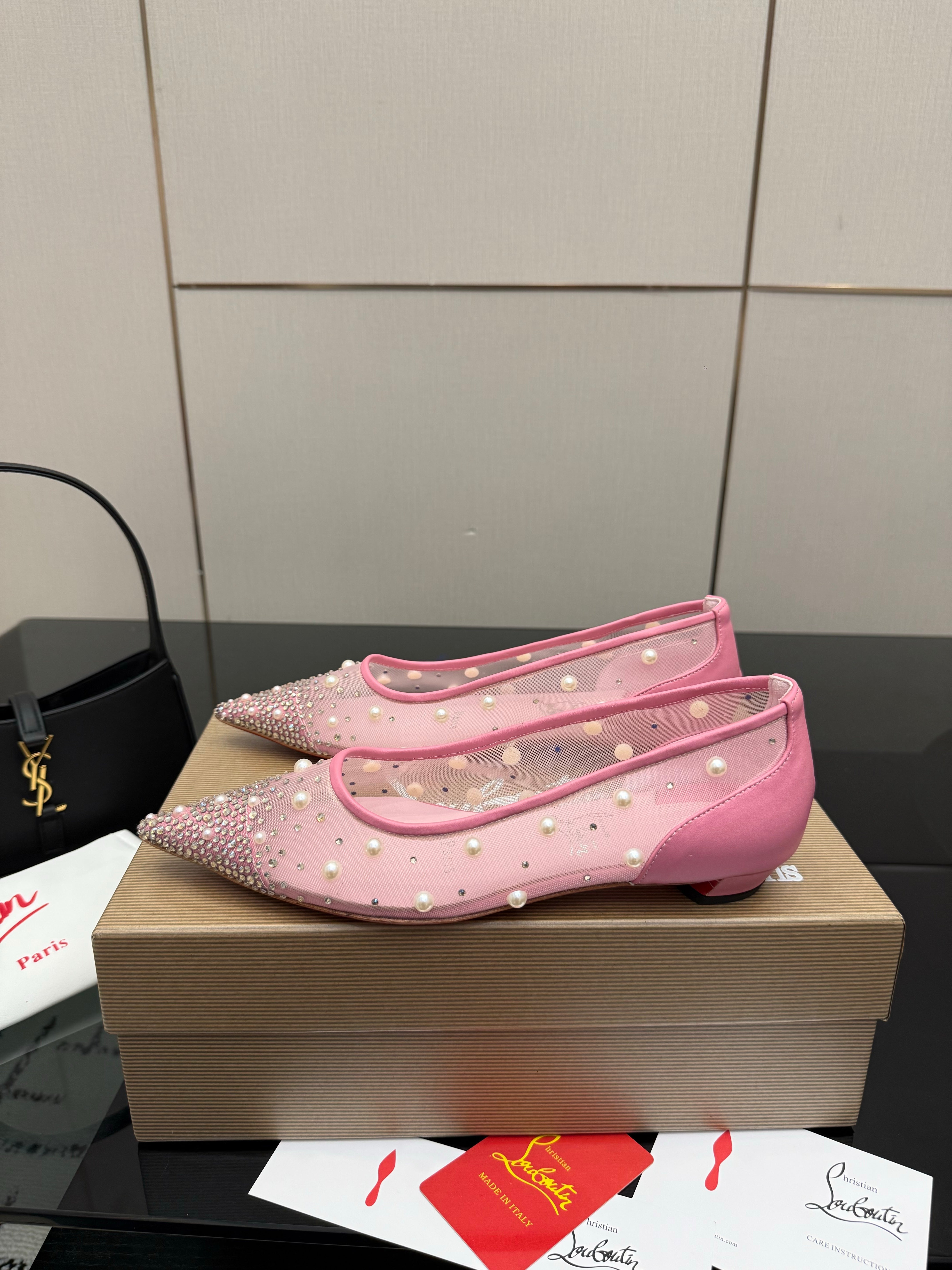 CL Degrastrassina Perla Ballet Flat Light Pink Mesh 828158