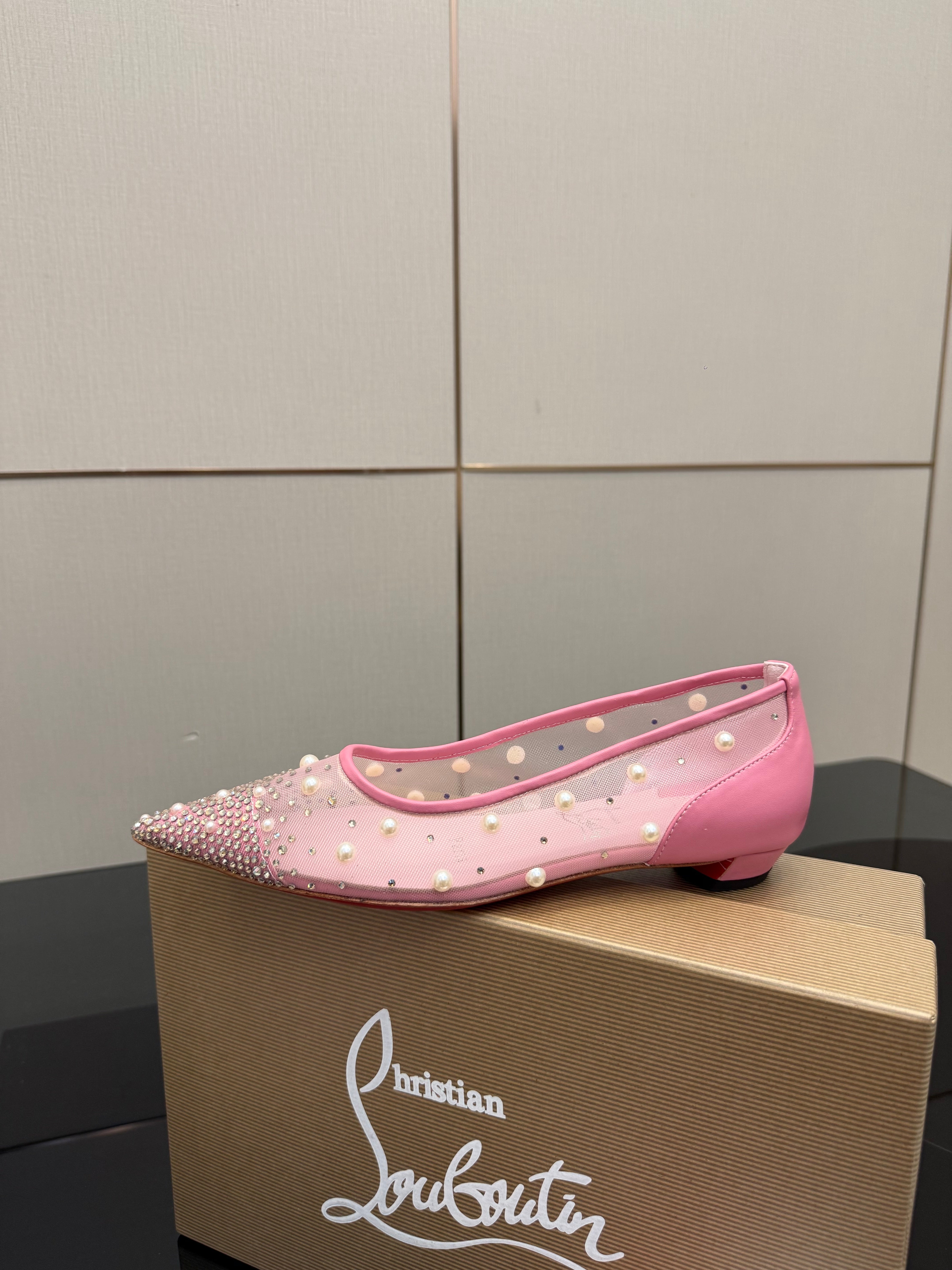 CL Degrastrassina Perla Ballet Flat Light Pink Mesh 828158