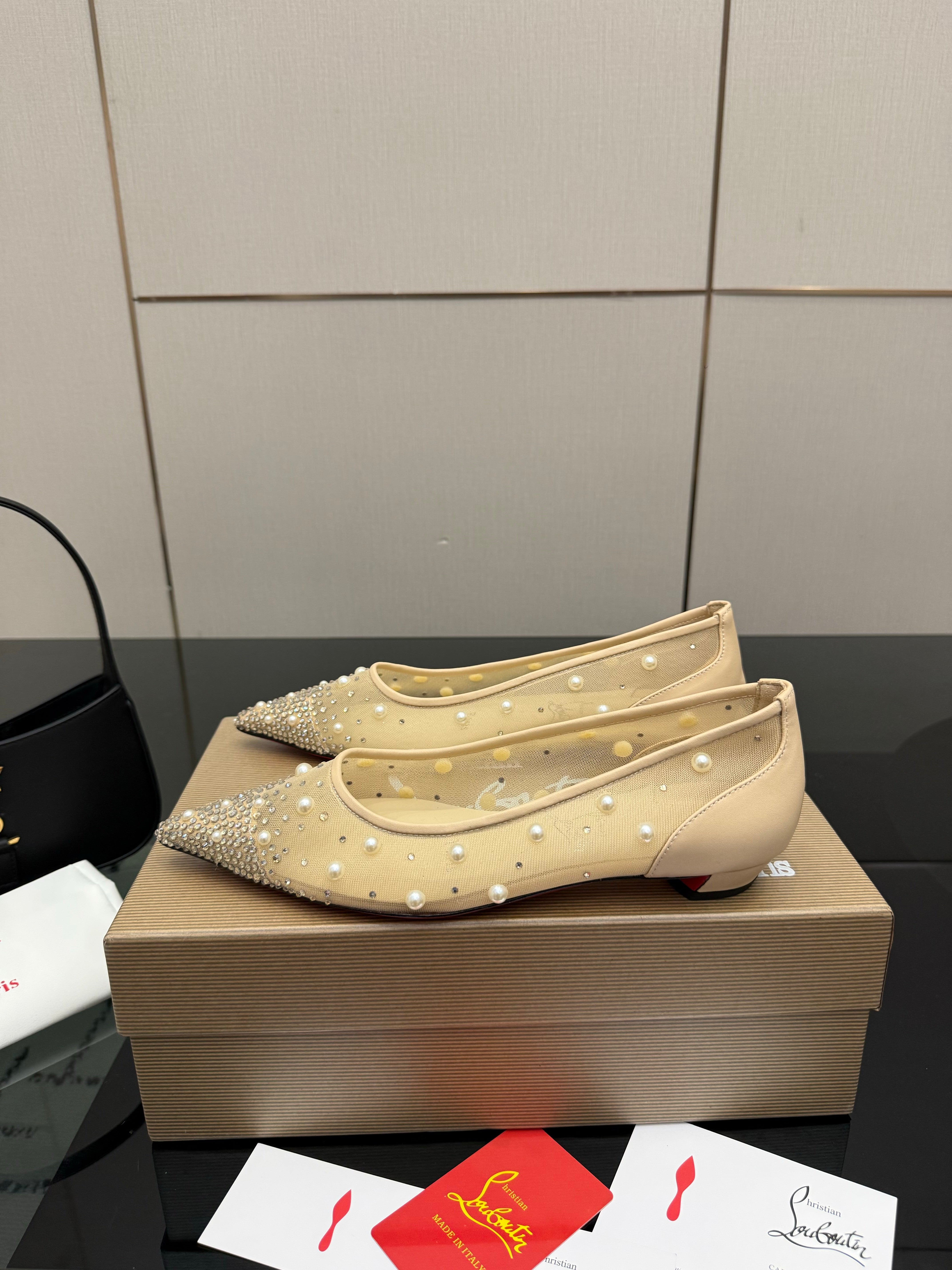CL Degrastrassina Perla Ballet Flat Light Beige Mesh 828157