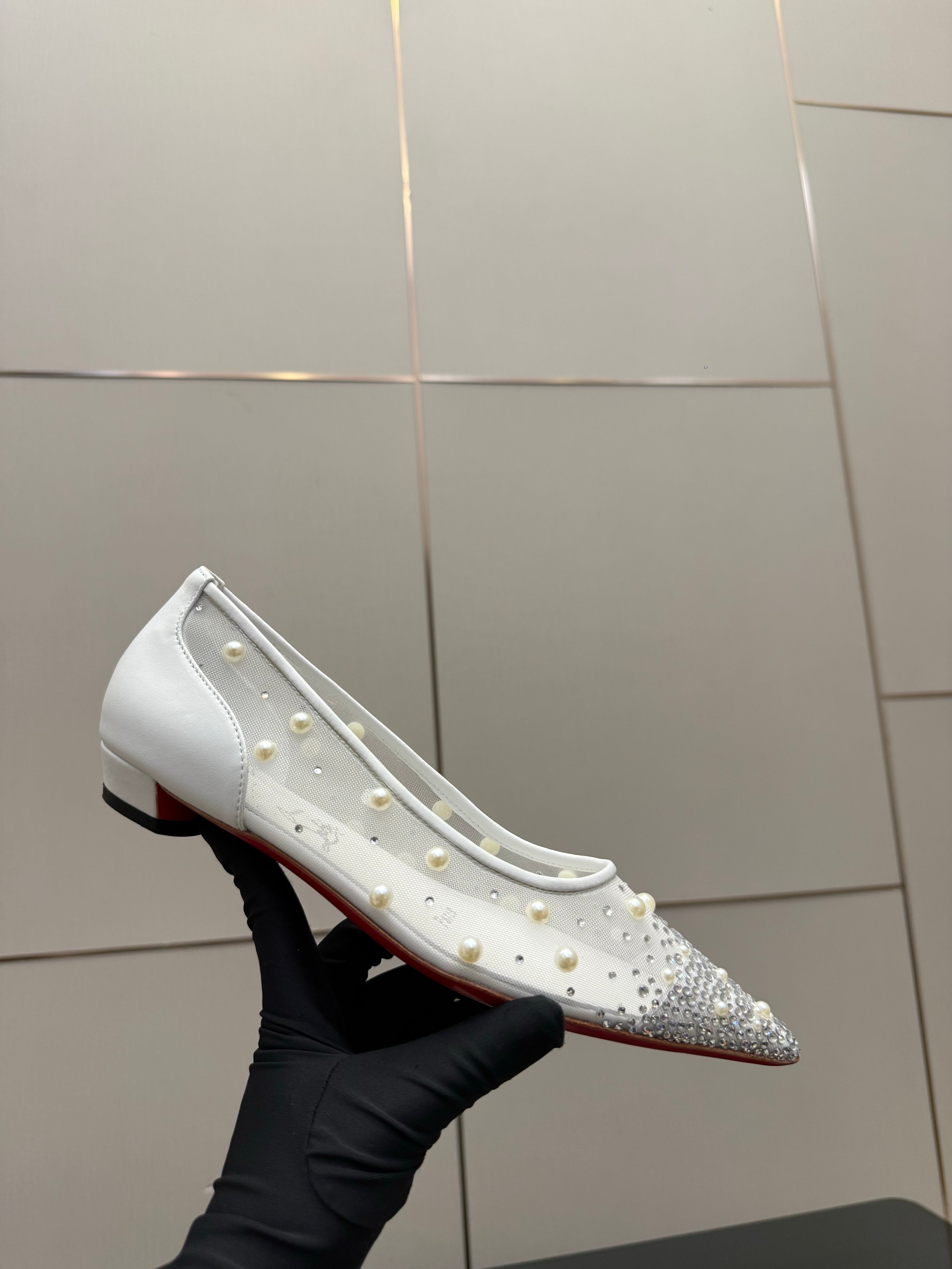 CL Degrastrassina Perla Ballet Flat White Mesh 828159