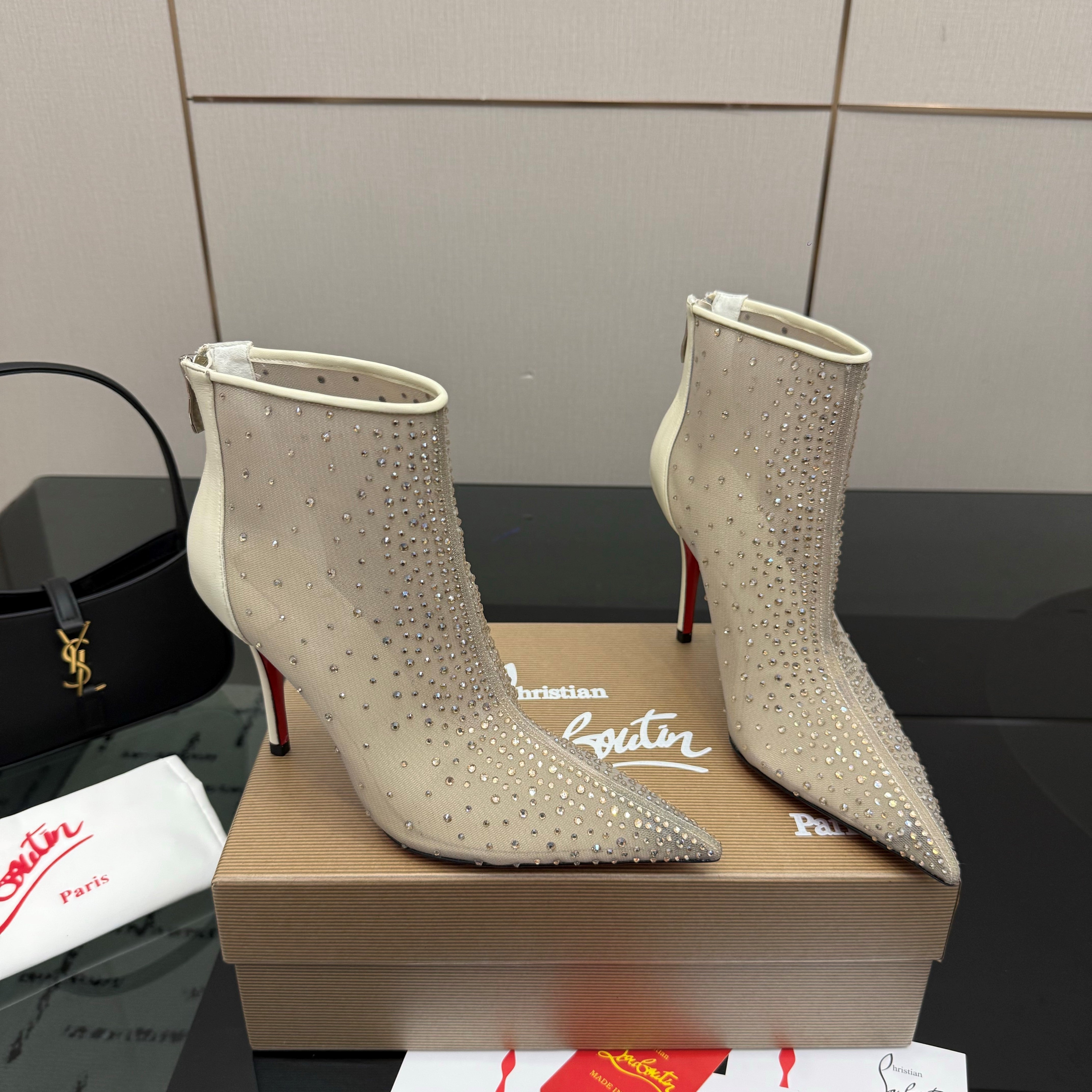 CL 26s Thea Ankle Boots 10cm Taupe Mesh 828171
