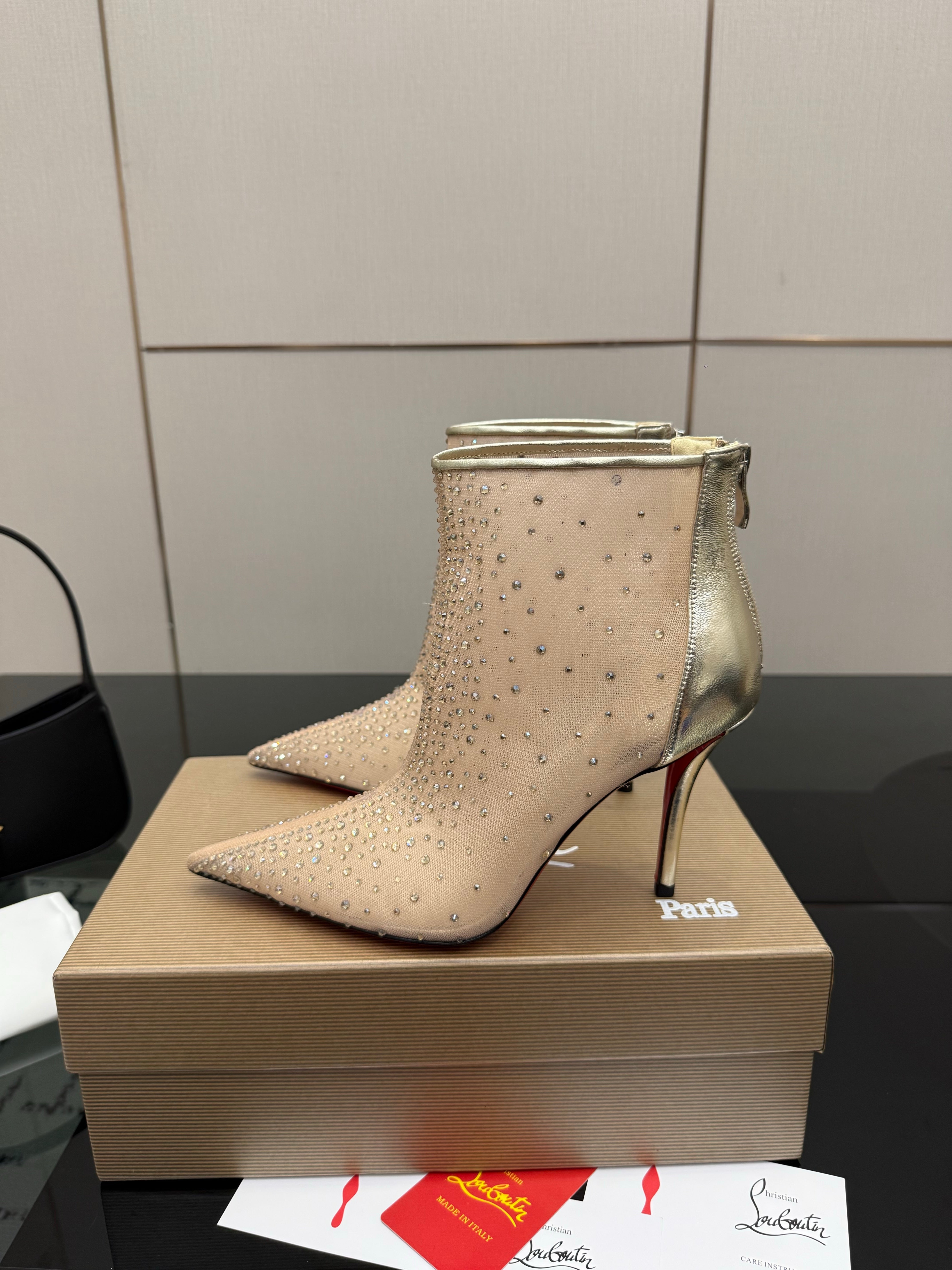 CL 26s Thea Ankle Boots 10cm Beige Mesh 828172