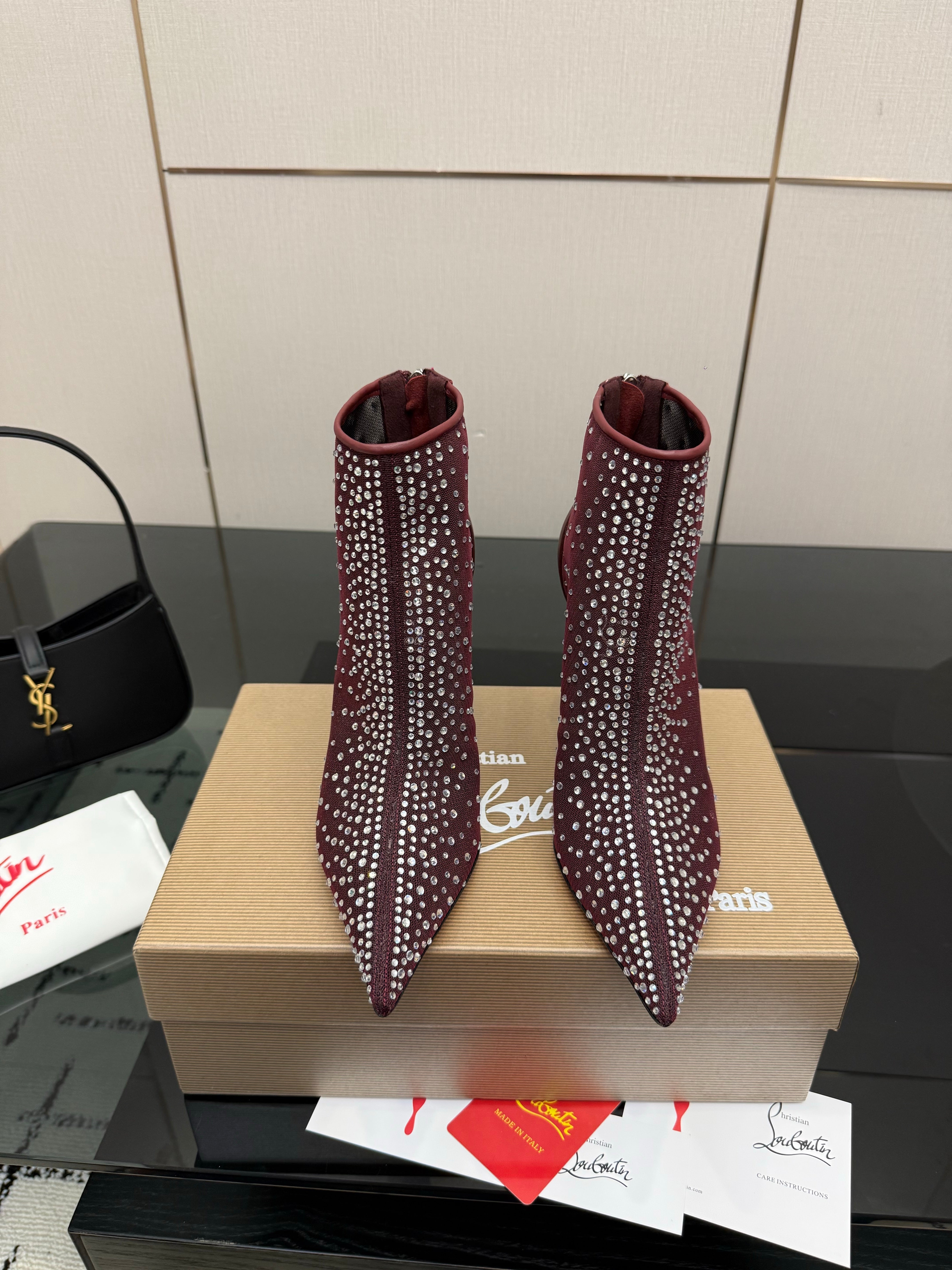 CL 26s Thea Ankle Boots 10cm Burgundy Mesh 828173