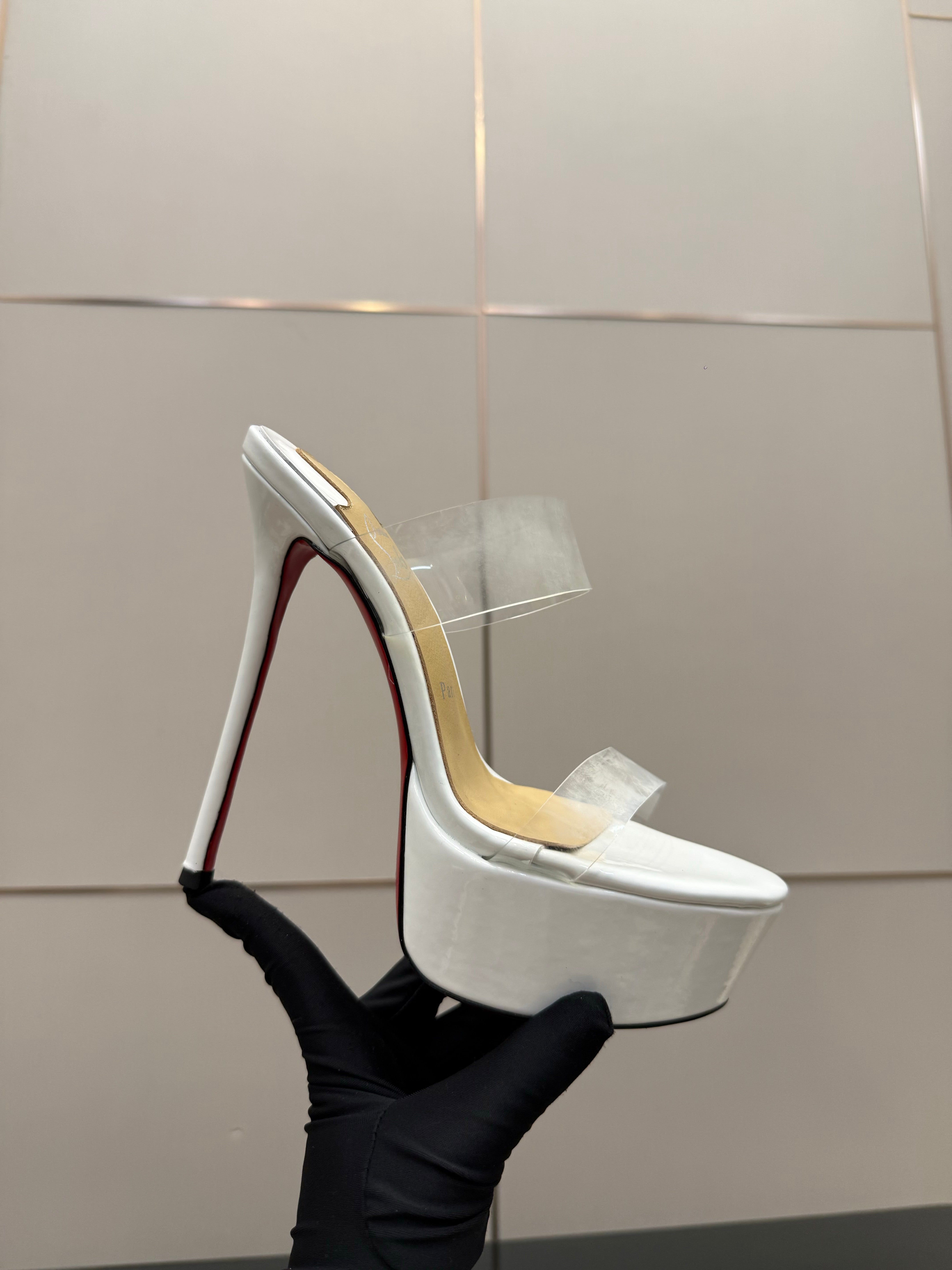 Christian Louboutin 2026 Just Loubi 14.5cm Mules White PVC Lambskin 828177