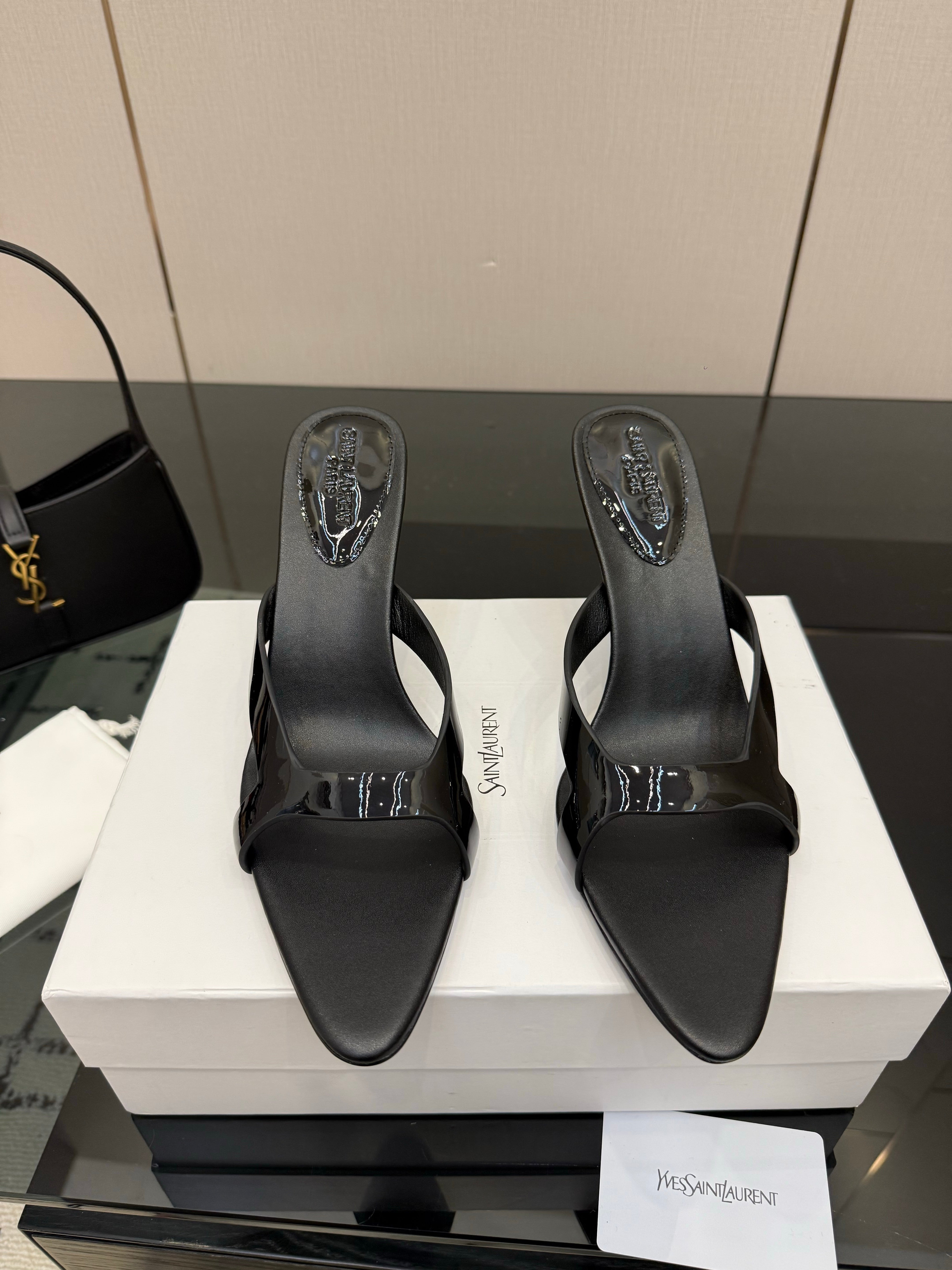 YSL Sandal 9cm Black Cowhide 828245