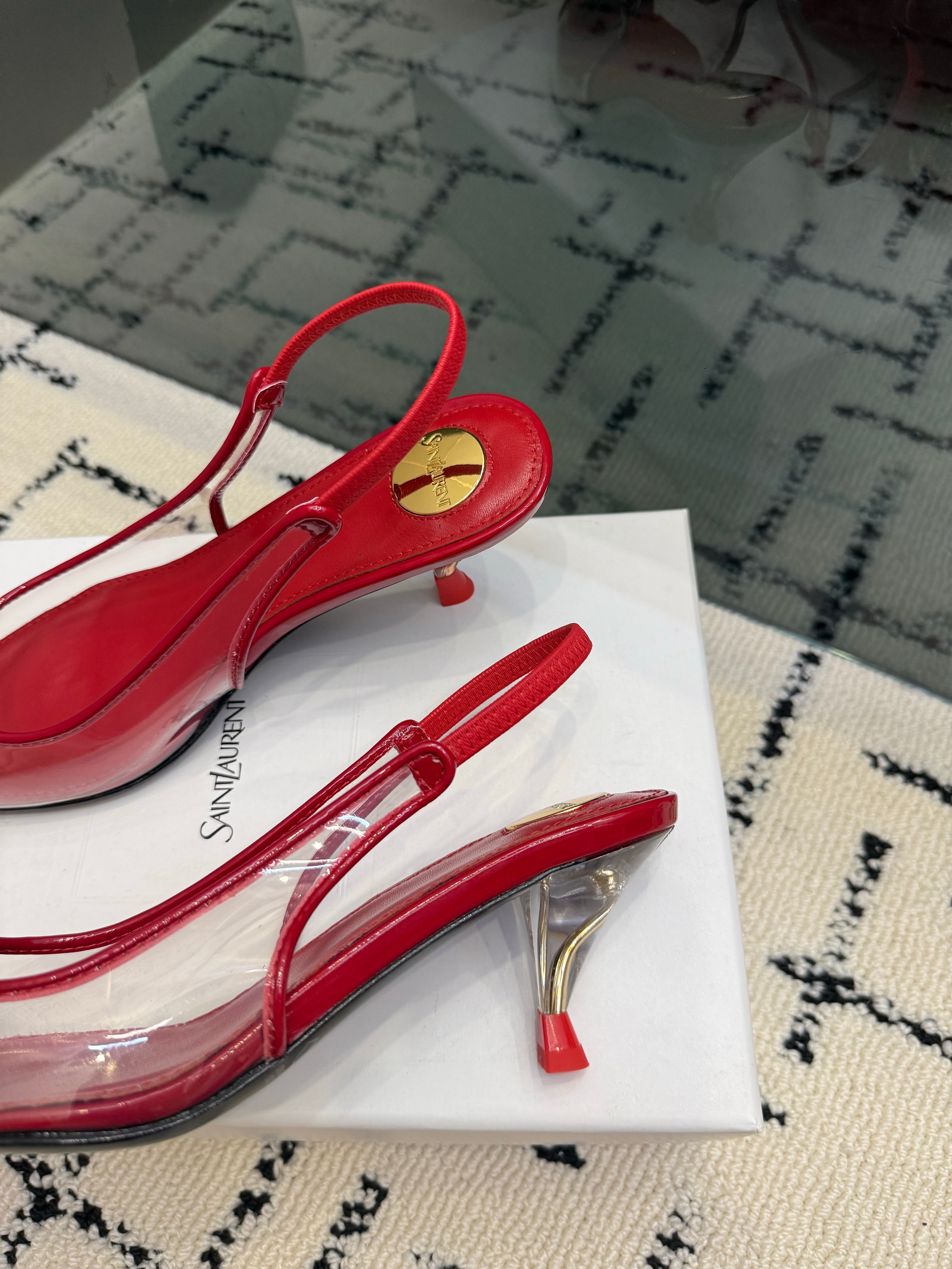 YSL Slingbacks Red Patent Leather 894387