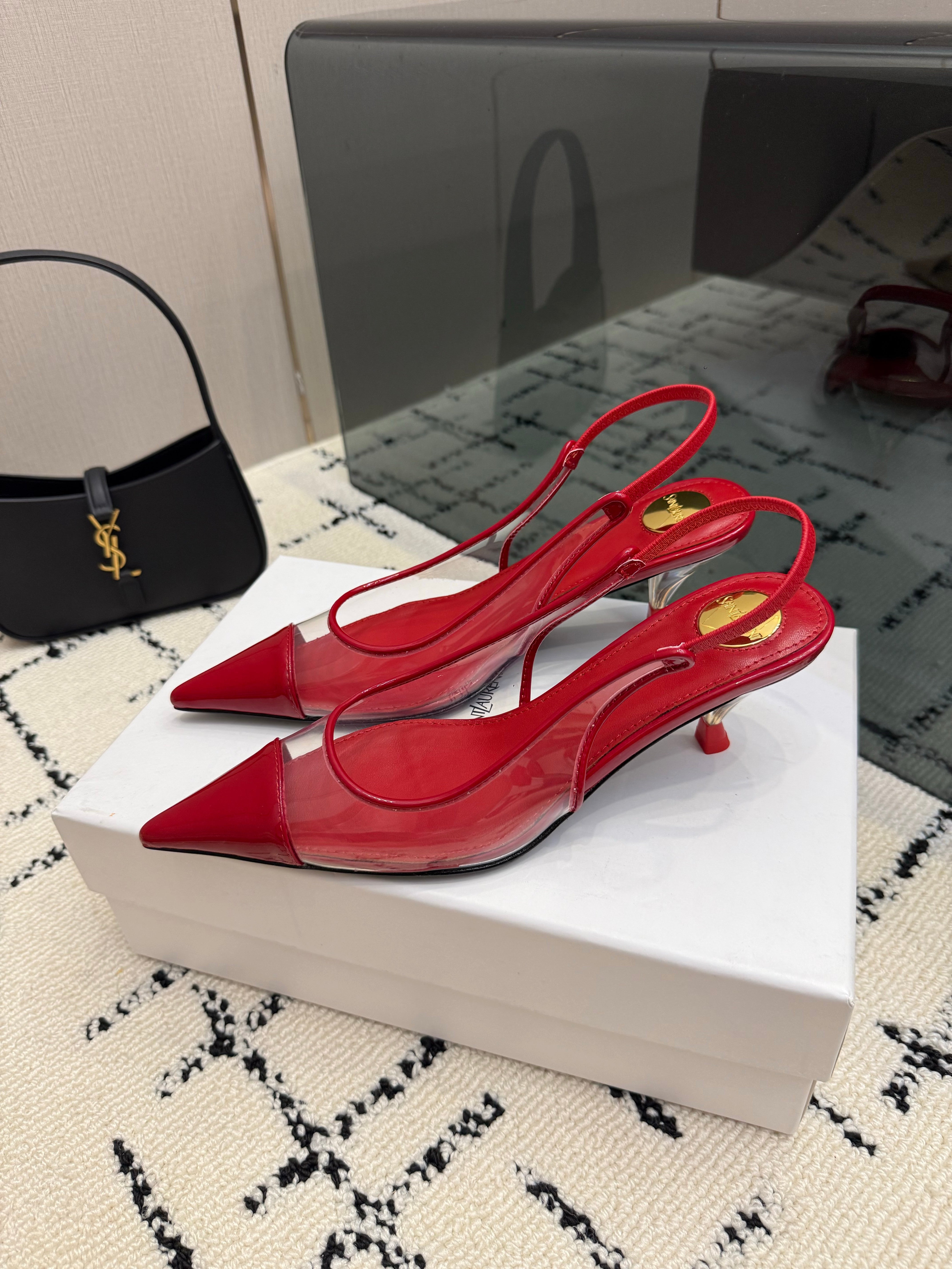 YSL Slingbacks Red Patent Leather 894387