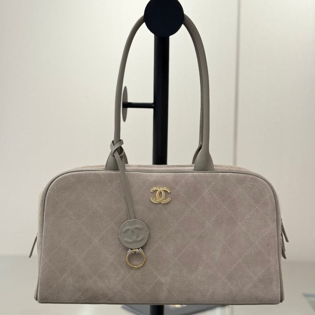 CC Maxi Bowling Bag 35.5cm Light Taupe Suede