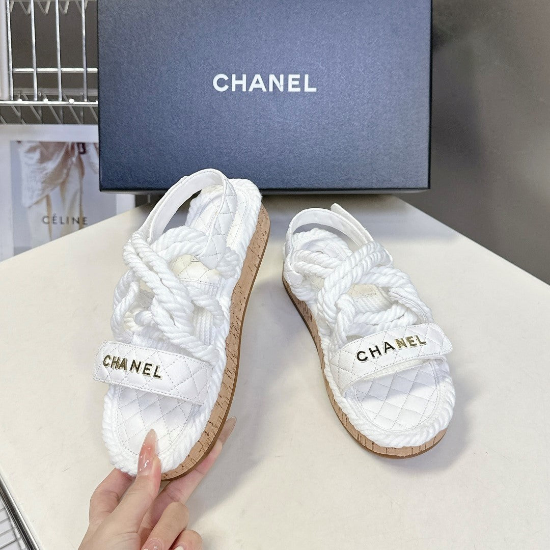 CC 2026 Sandal White Rope Calfskin 675896