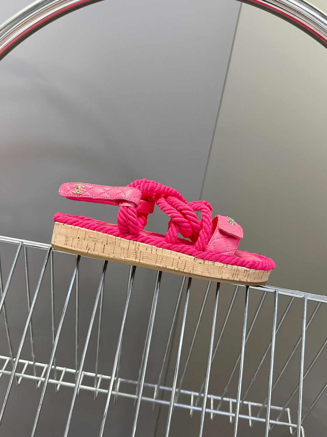 CC 2026 Sandal Pink Rope Calfskin 675897