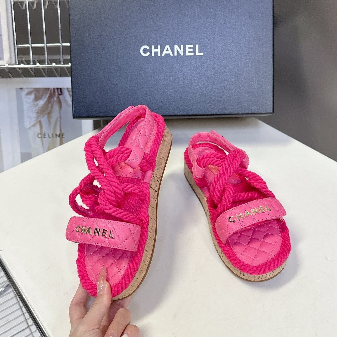 CC 2026 Sandal Pink Rope Calfskin 675897