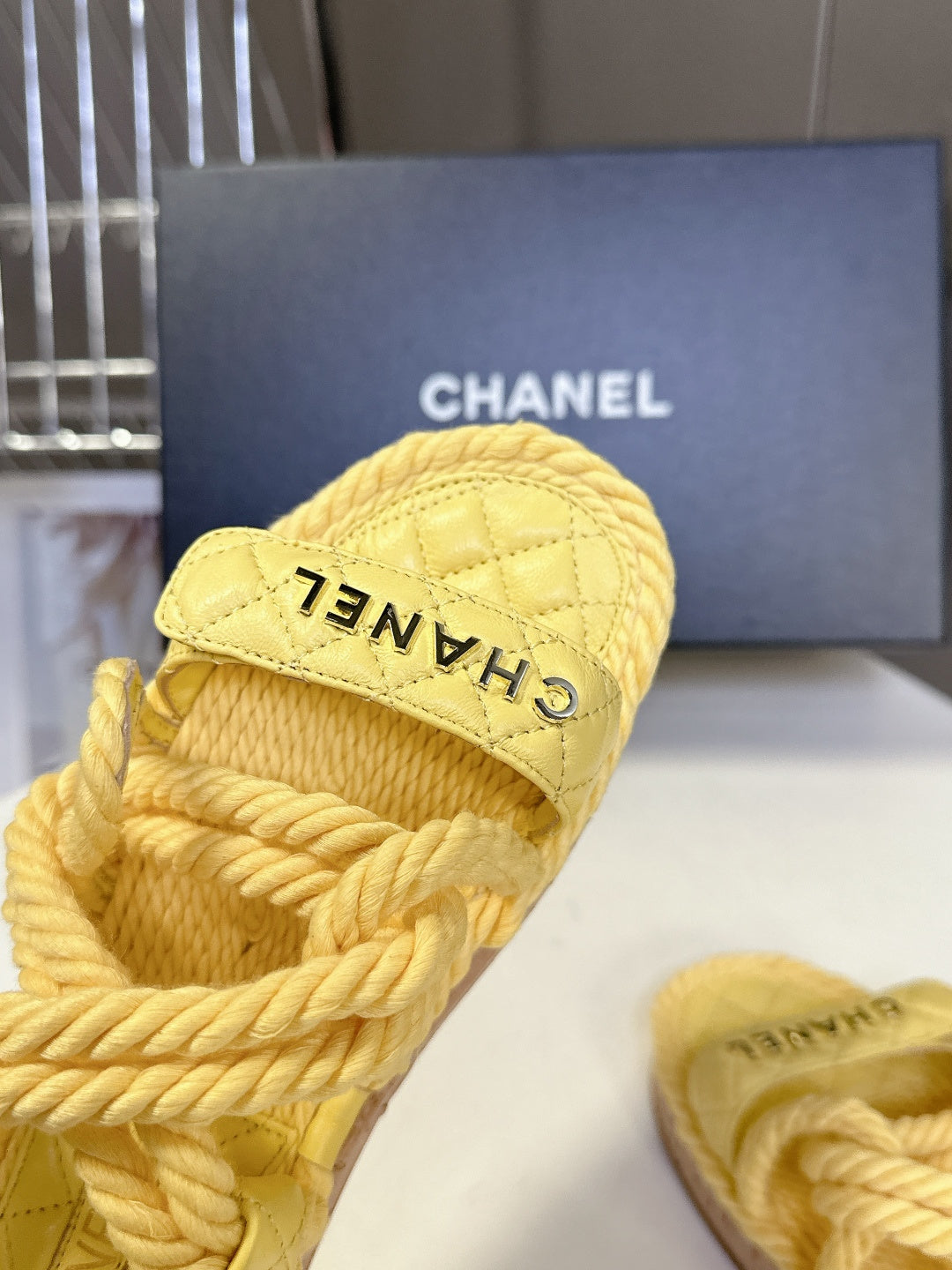 CC 2026 Sandal Yellow Rope Calfskin 675898
