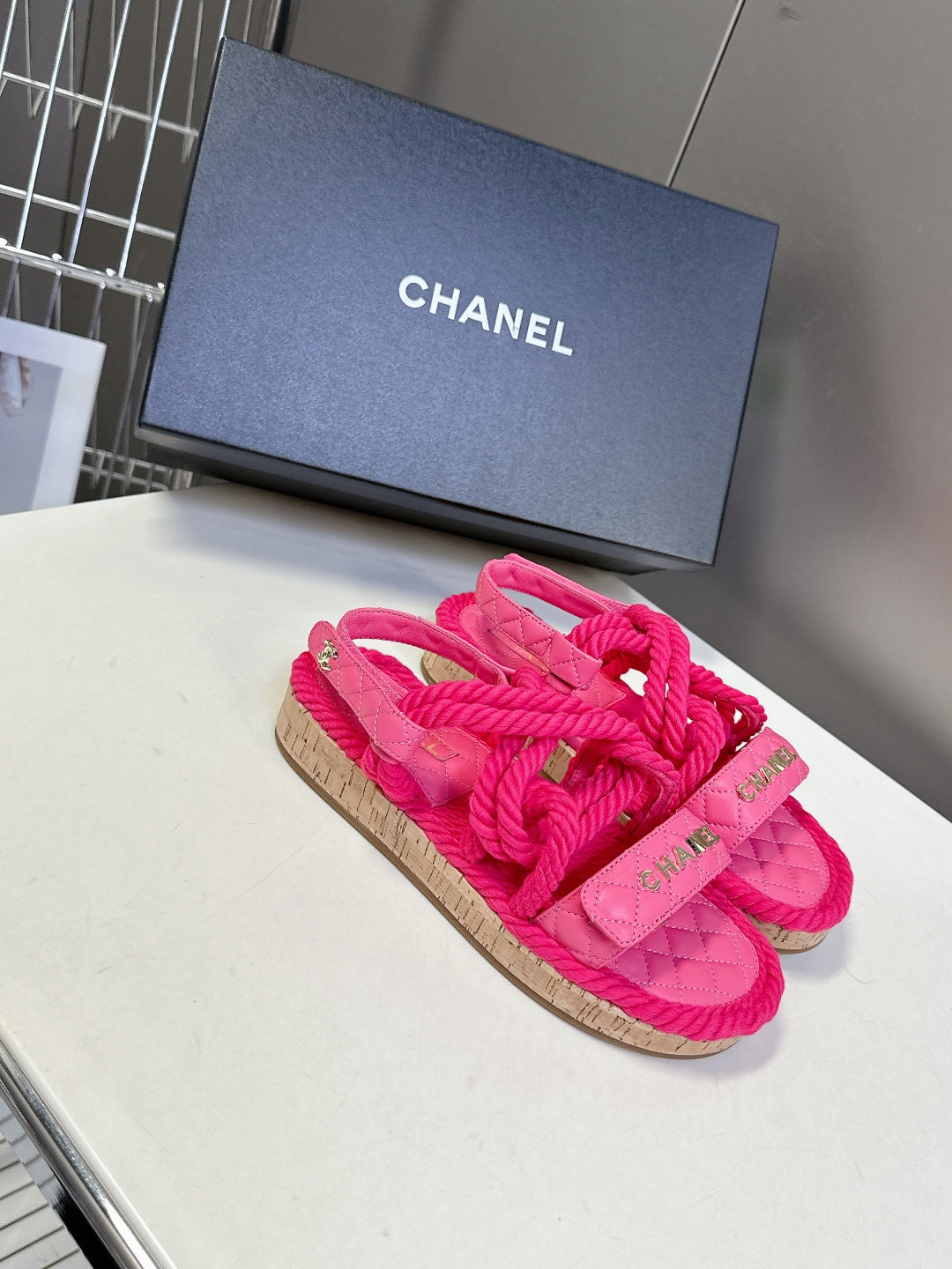 CC 2026 Sandal Pink Rope Calfskin 675897
