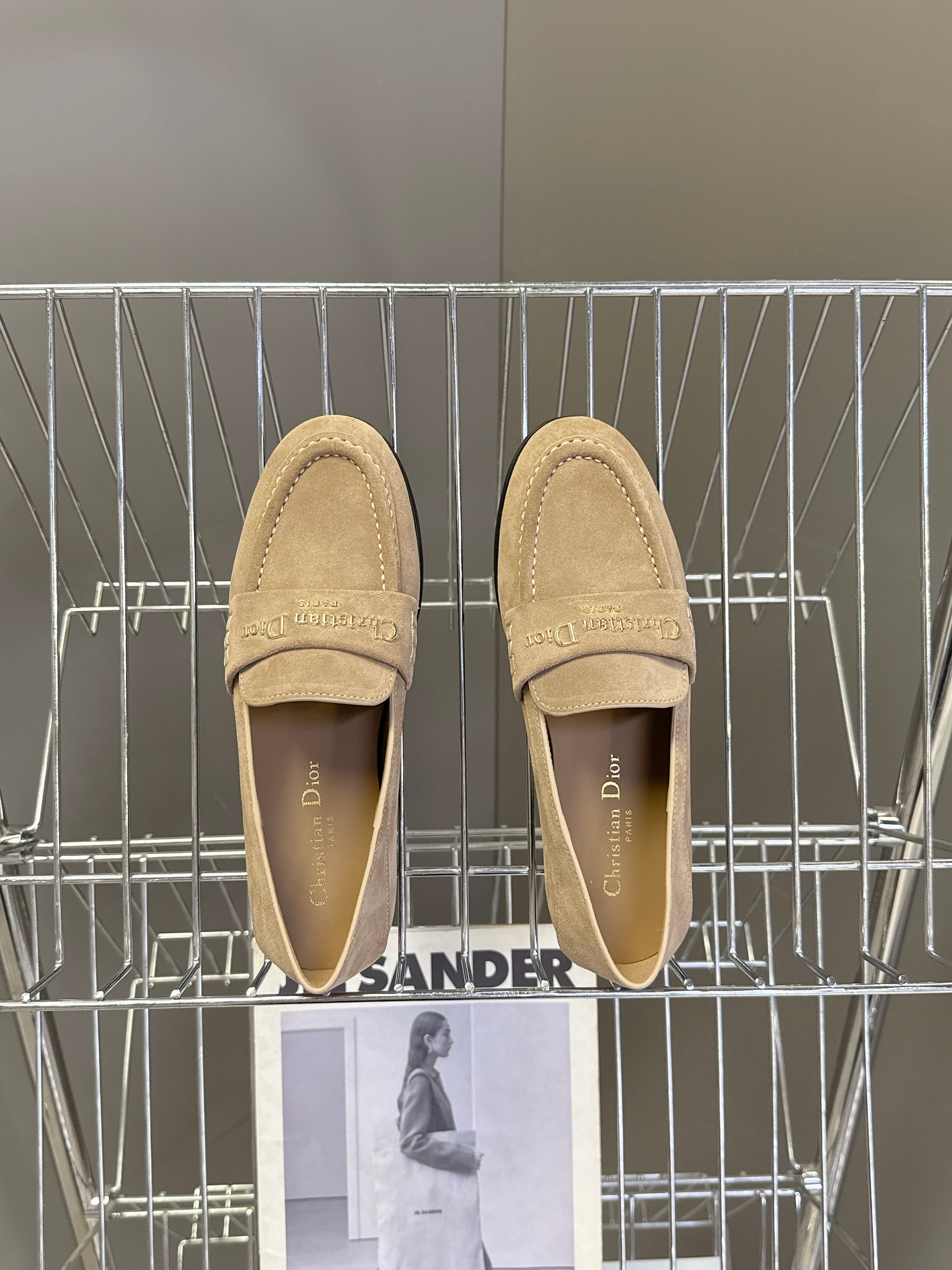 CD Boy Loafer Rope 5mm Beige Suede Calfskin 492542