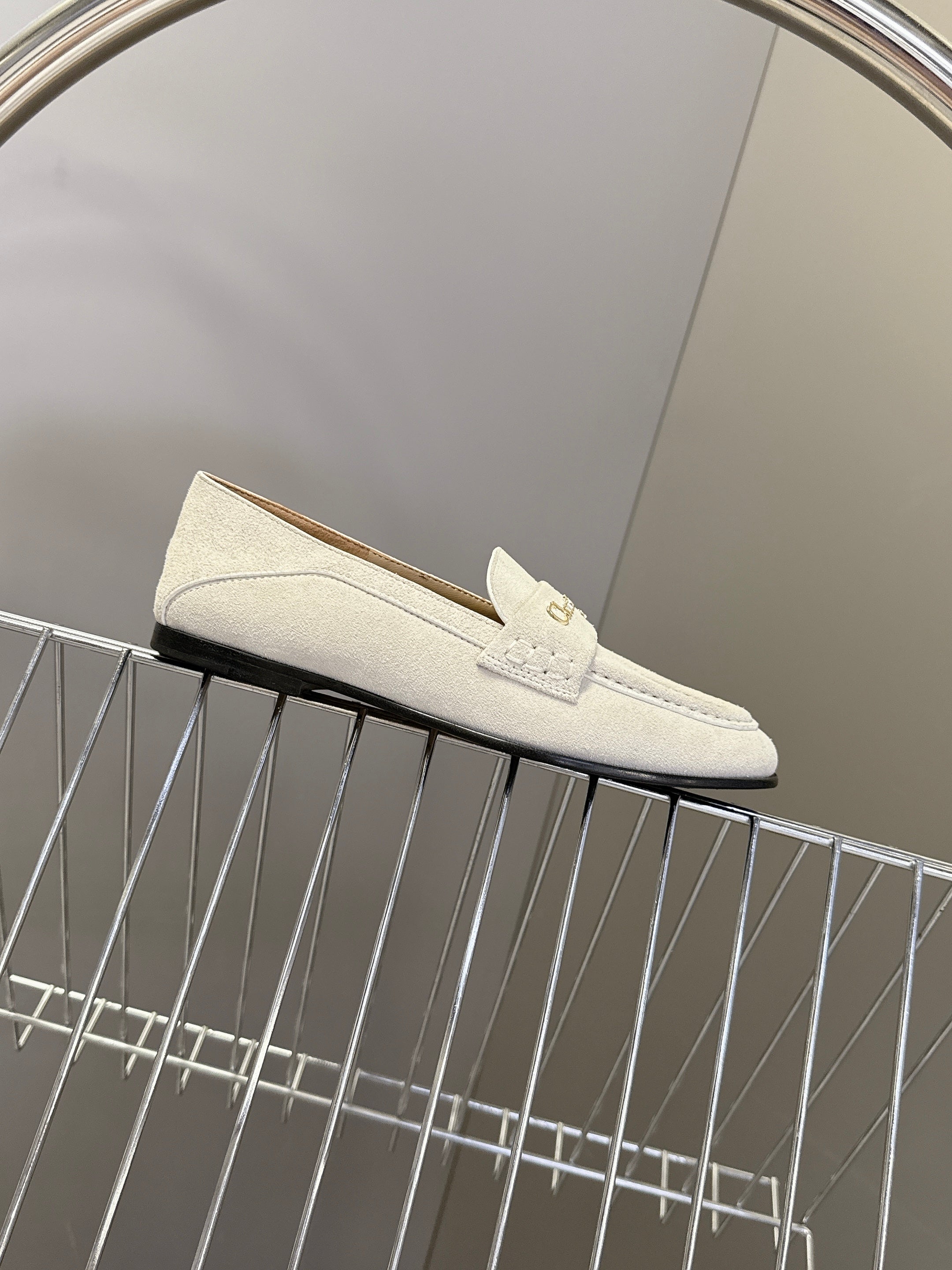 CD Boy Loafer Rope 5m Light Grayish Suede Calfskin 492540