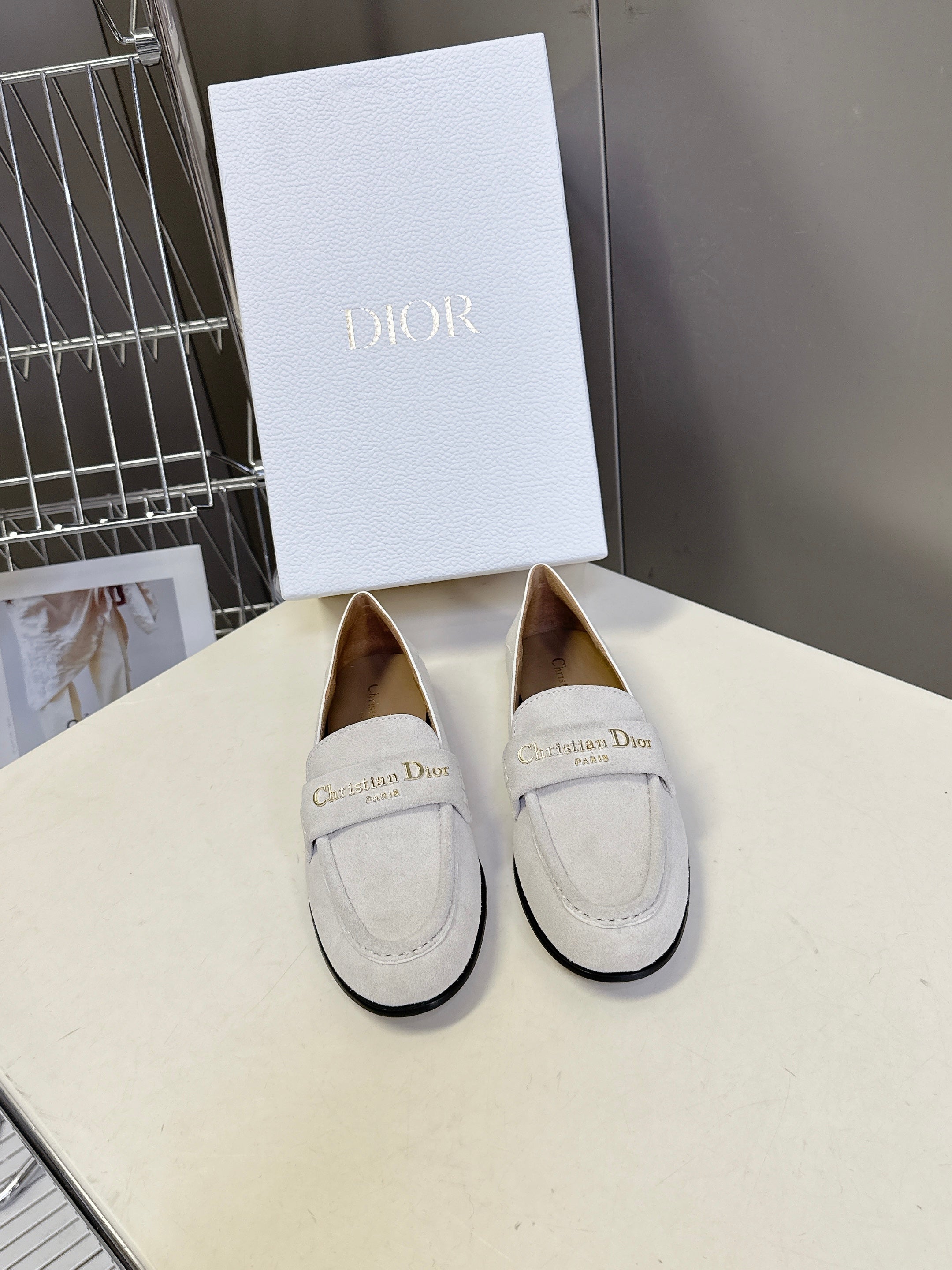 CD Boy Loafer Rope 5m Light Grayish Suede Calfskin 492540