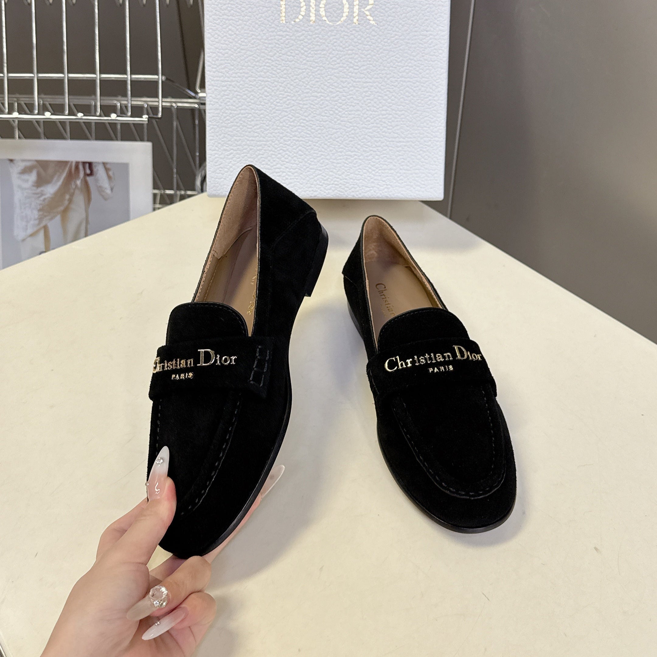 CD Boy Loafer Rope 5m Black Suede Calfskin 492541