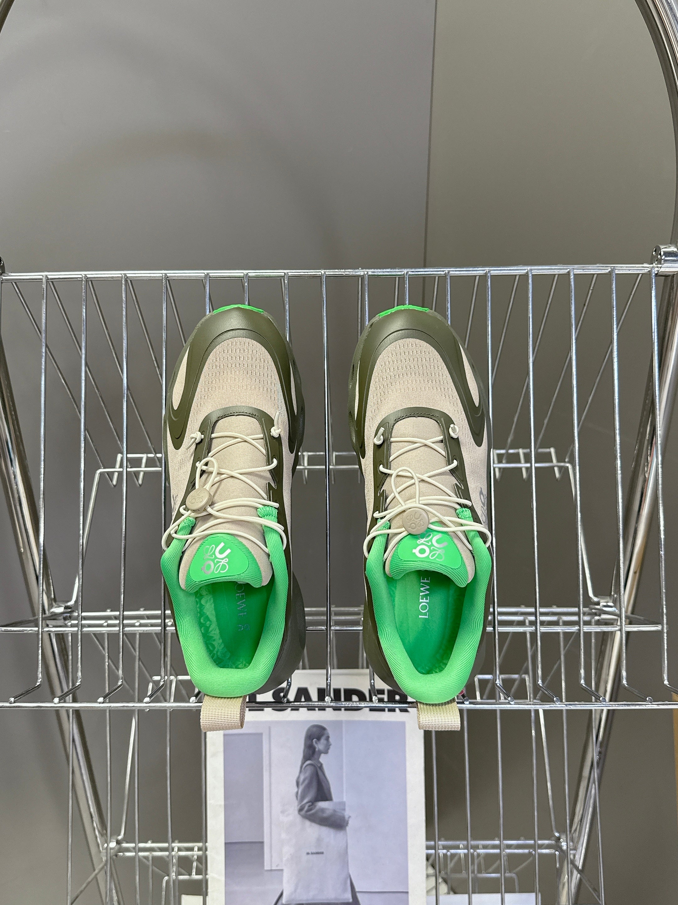Loewe x On Cloudsolo Sneakers Khaki Green/Sand Polyester and Mesh 536844