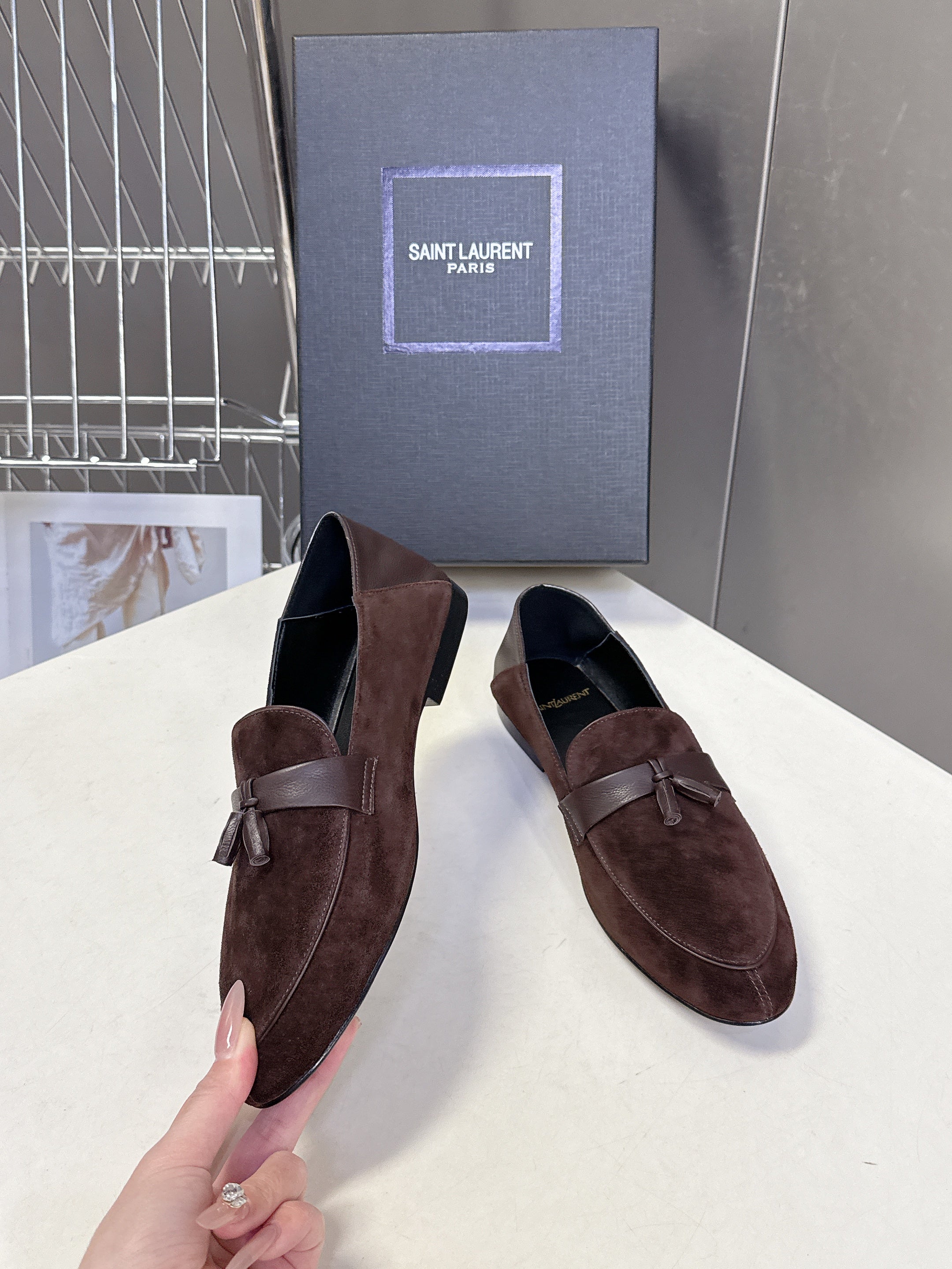 YSL 26s Loafer Dark Brown Leather 635582
