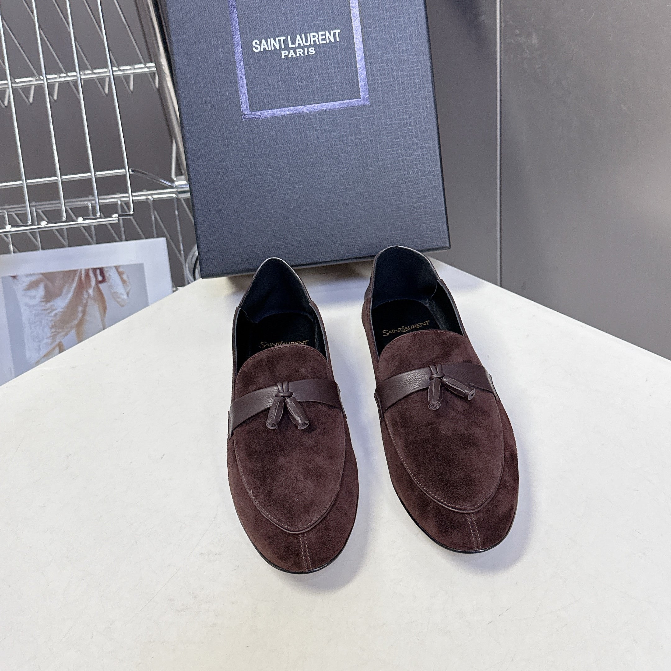 YSL 26s Loafer Dark Brown Leather 635582