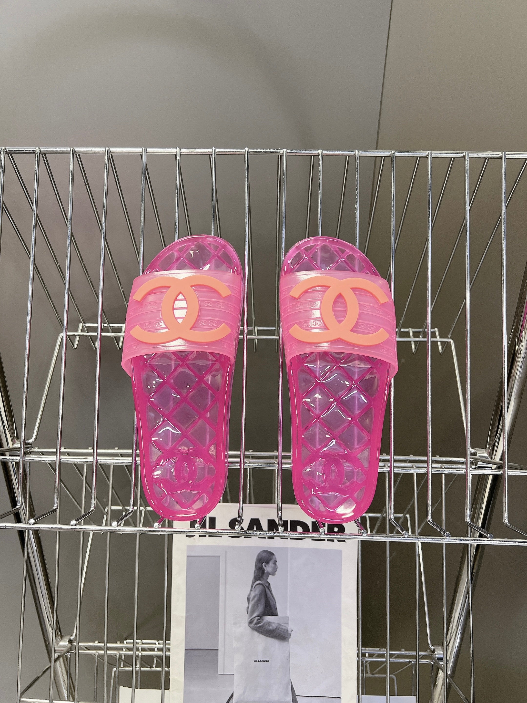 CC 26s Flat Slide Sandals Pink PVC Transparent 947933