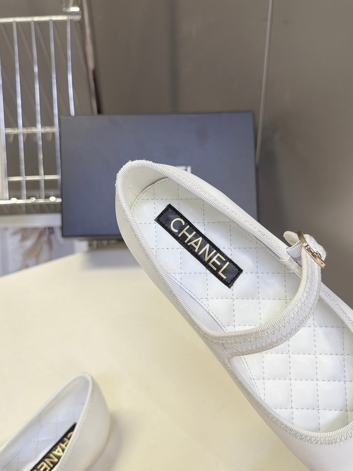 CC 26s Ballet Flats White Quilted Lamskin 947970
