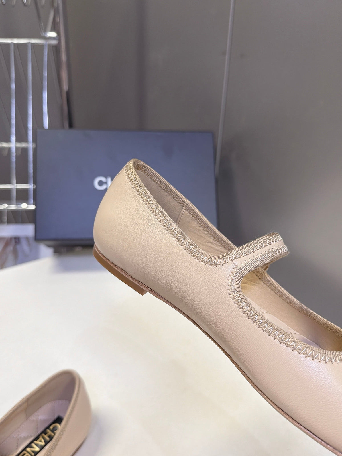 CC 26s Ballet Flats Beige Quilted Lamskin 947971