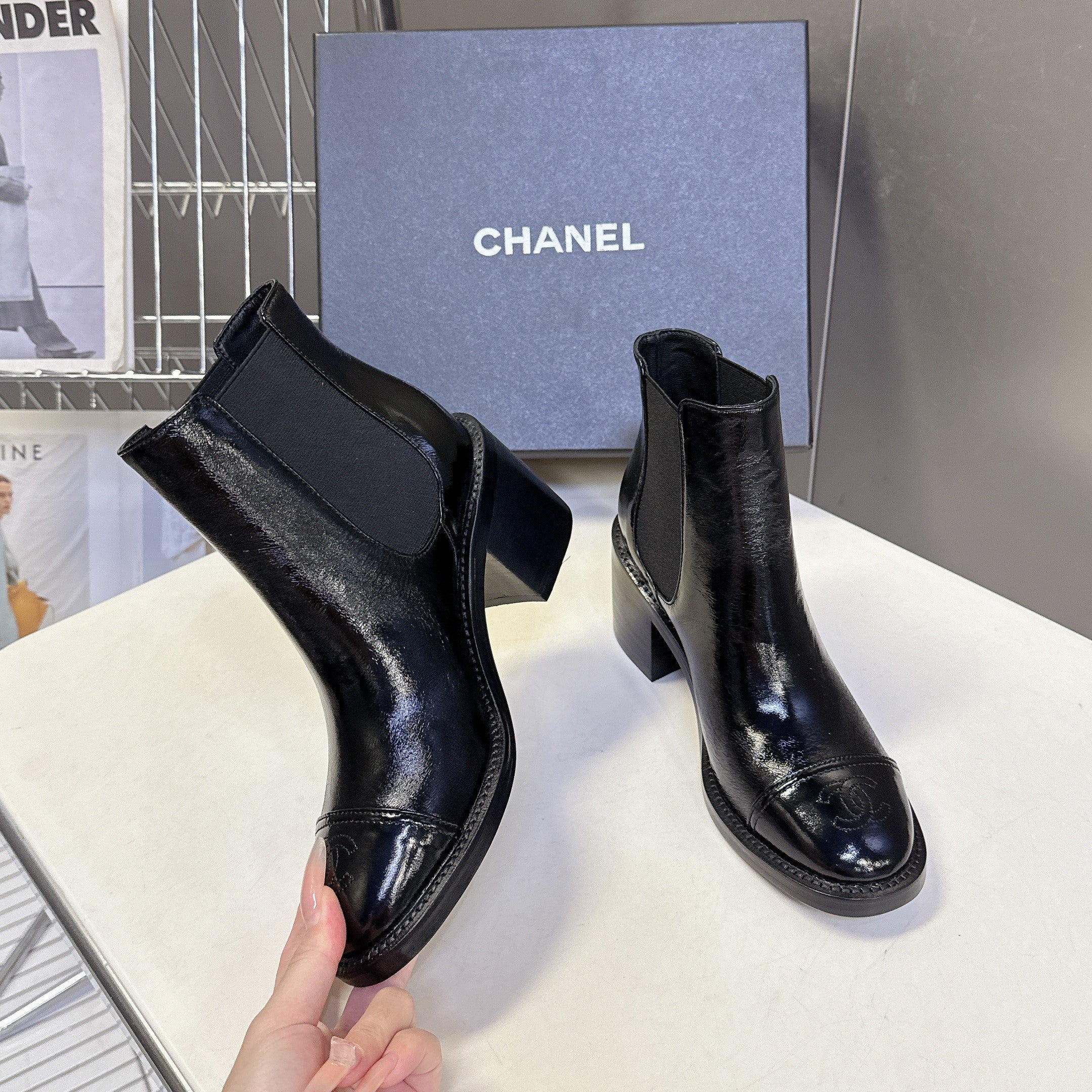 CC 26s Ankle Boots Black Glossy Lambskin 948059