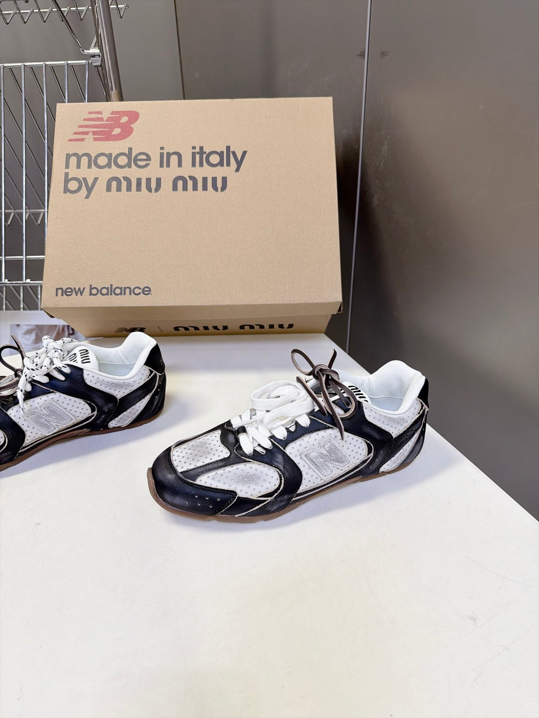 Miu 26s x New Balance 530 Sneaker Black White Mesh Leather 994216