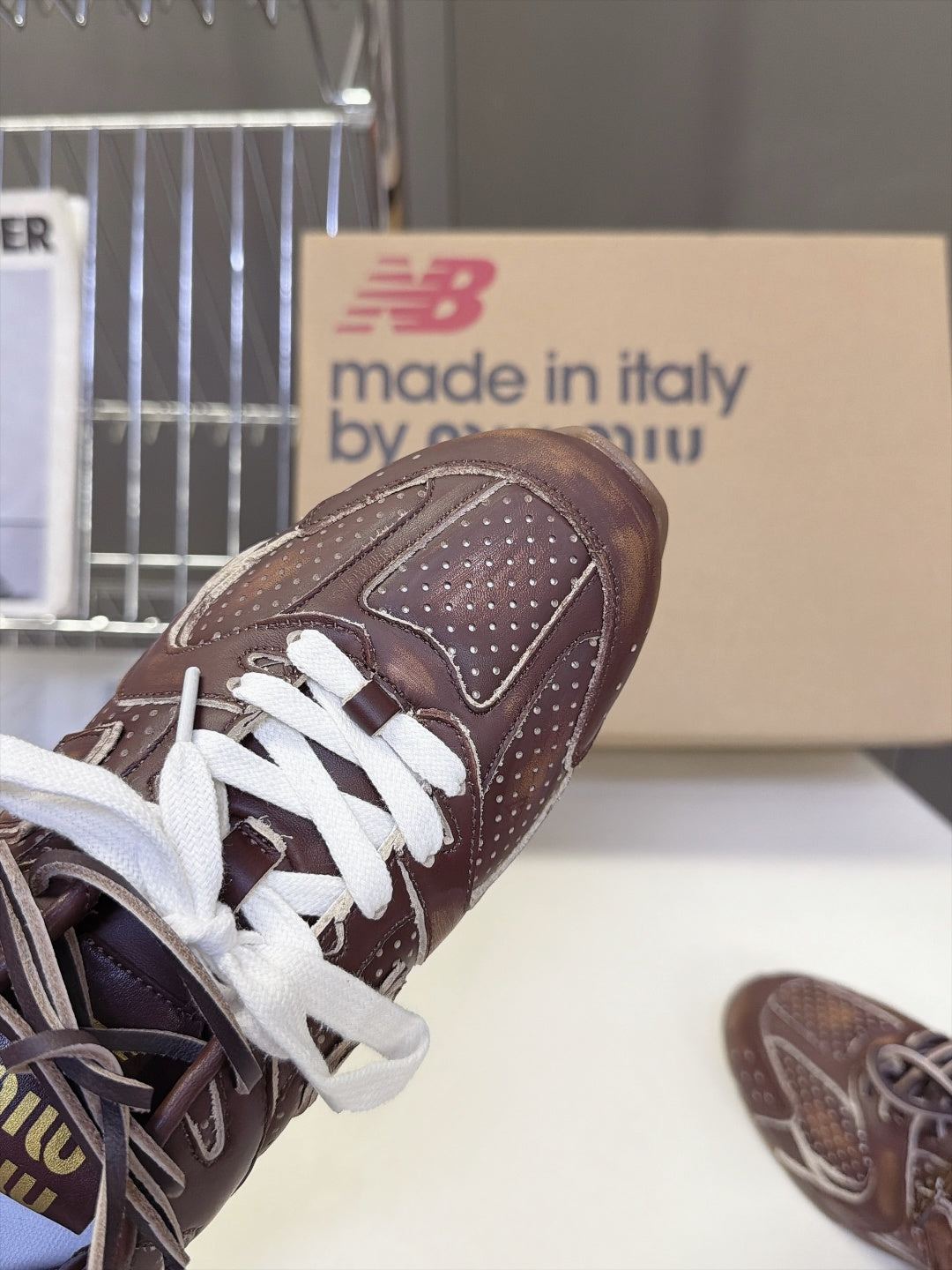 Miu 26s x New Balance 530 Sneaker Coffee Perforated Leather 994217
