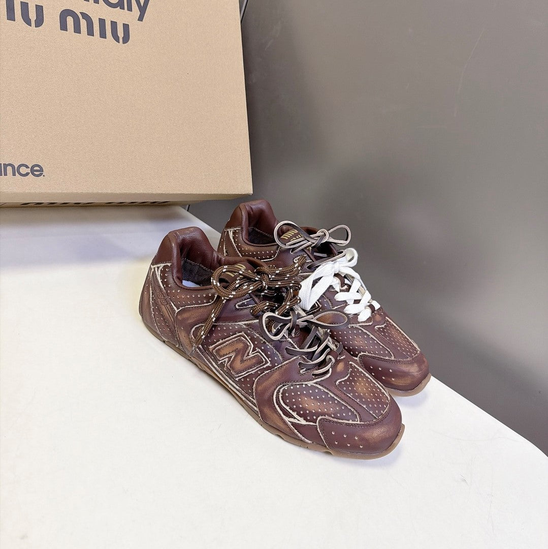 Miu 26s x New Balance 530 Sneaker Coffee Perforated Leather 994217
