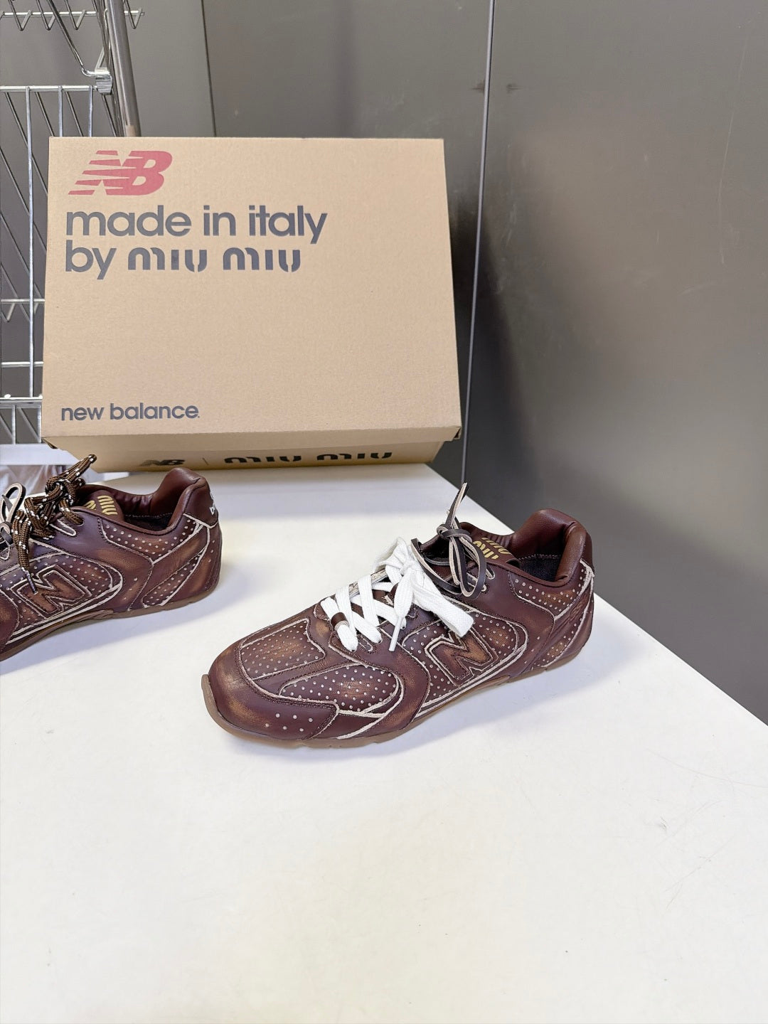 Miu 26s x New Balance 530 Sneaker Coffee Perforated Leather 994217