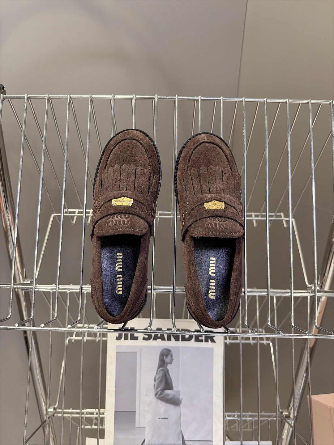 Miu 26s Fringe Loafers Dark Brown Suede 994222
