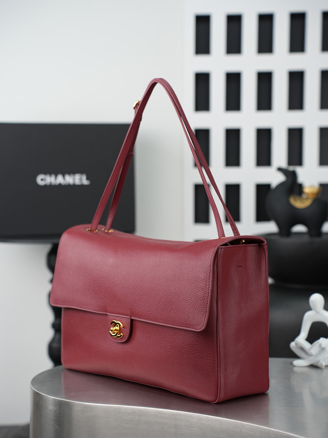 CC 26s Maxi Flap Bag 39cm Burugndy Calfskin GHW