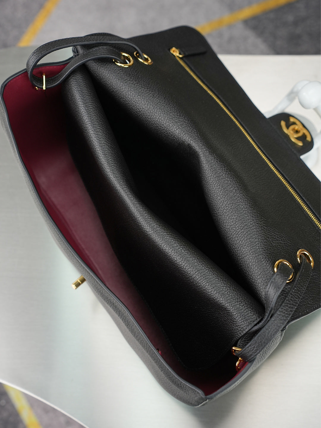 CC 26s Maxi Flap Bag 32cm Black Calfskin GHW
