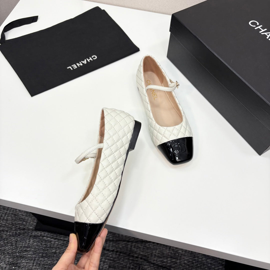 CC 25 Cap-Toe Quilted Mary Janes White Sheepskin 352460