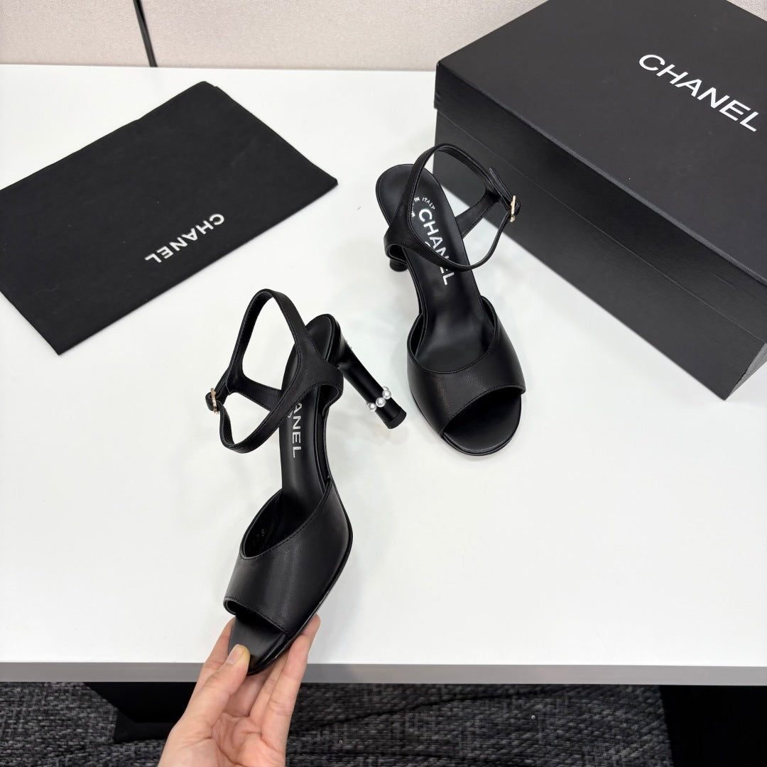 CC 25 Heel Sandals 80mm Black Lambskin 368822