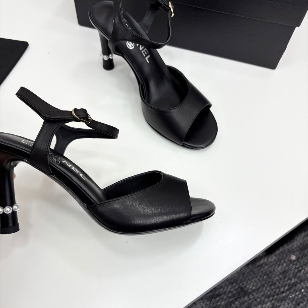 CC 25 Heel Sandals 80mm Black Lambskin 368822