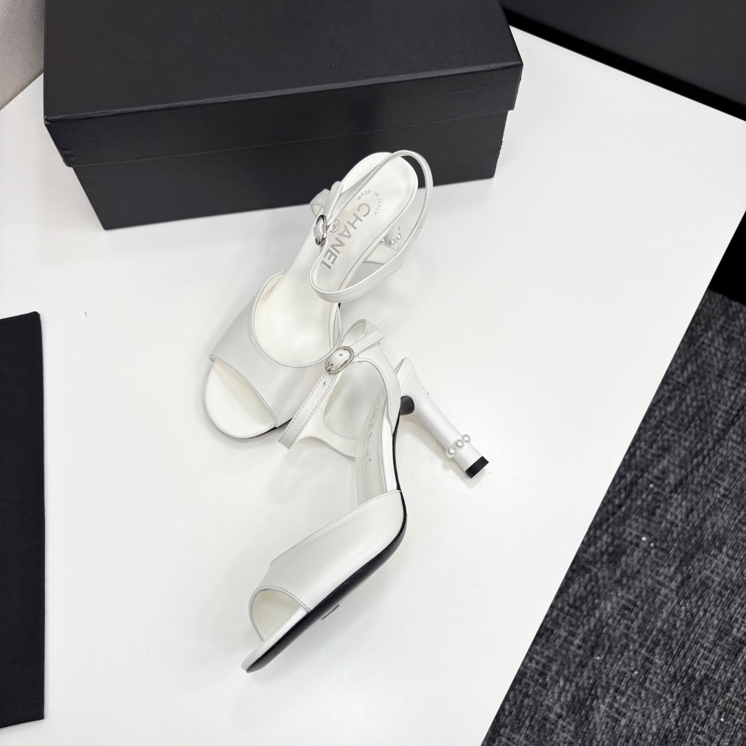 CC 25 Heel Sandals 80mm White Lambskin 368824