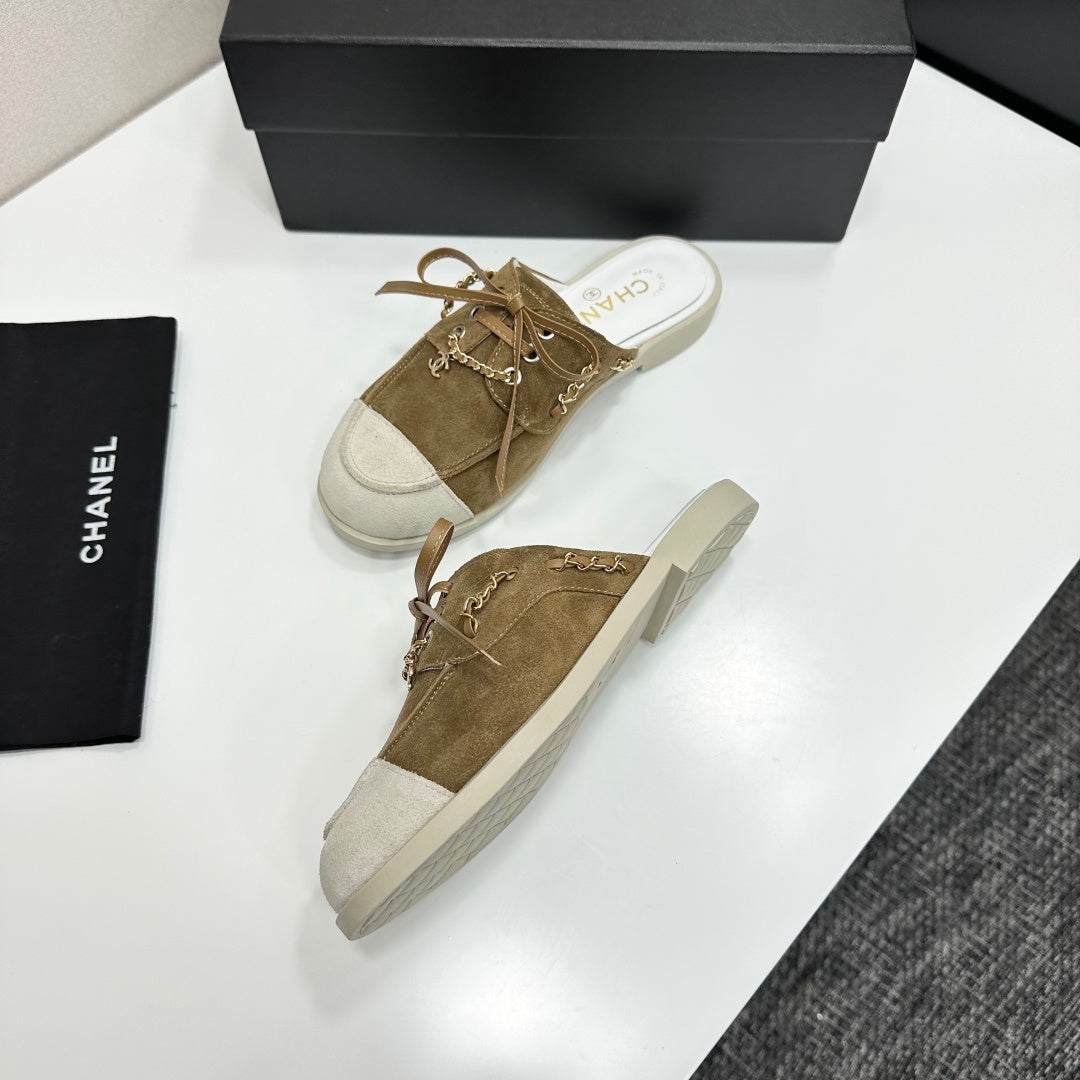 CC 26s Mules Flat Brown Suede Leather 109165
