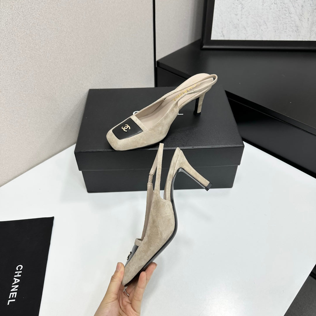 CC Block Slingback Black Khahi Suede 743246