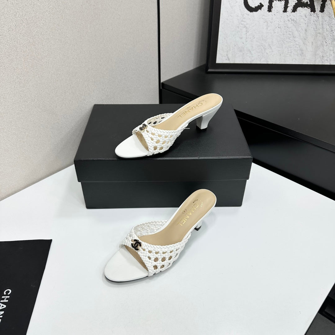 CC Openwork Mule White Woven Sheepskin 743263