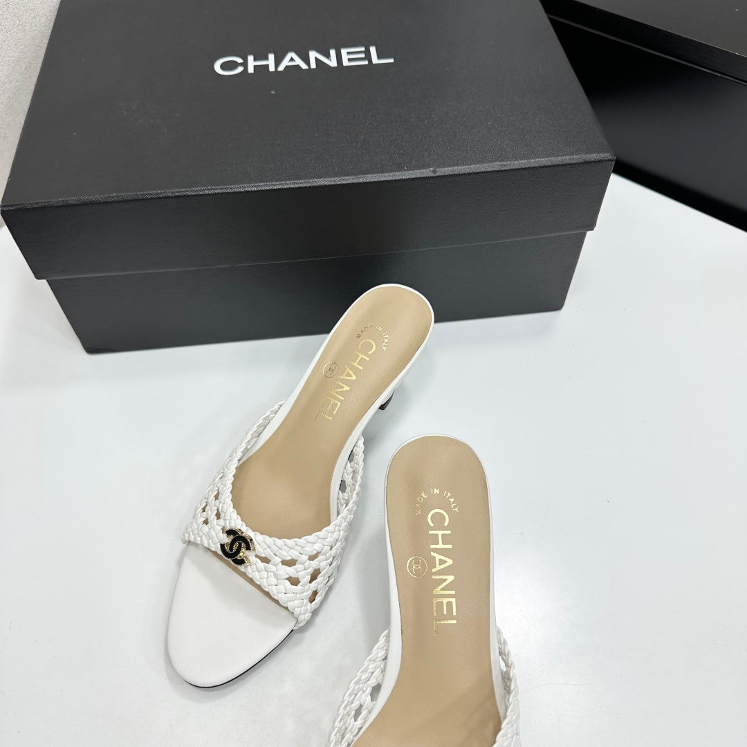 CC Openwork Mule White Woven Sheepskin 743263
