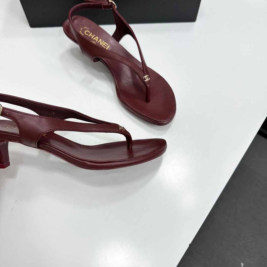 CC 26s Thong Sandals 5cm Burgundy Sheepskin 925995