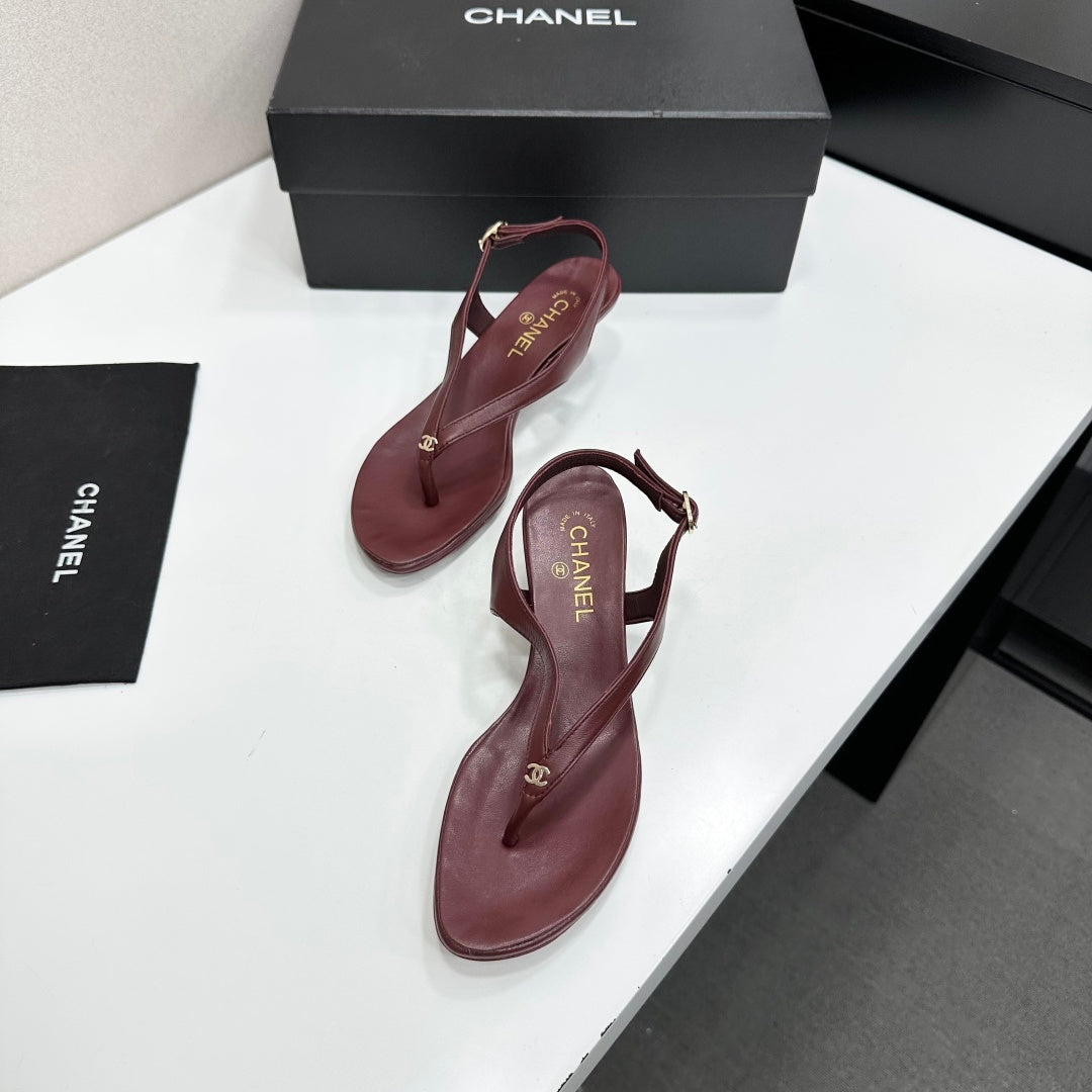 CC 26s Thong Sandals 5cm Burgundy Sheepskin 925995