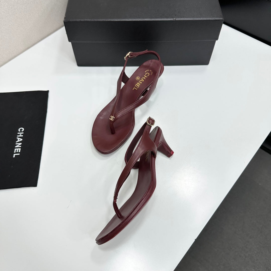 CC 26s Thong Sandals 5cm Burgundy Sheepskin 925995